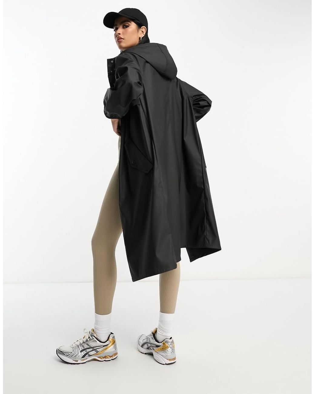 ASOS White Rubberized Rain Parka Coat