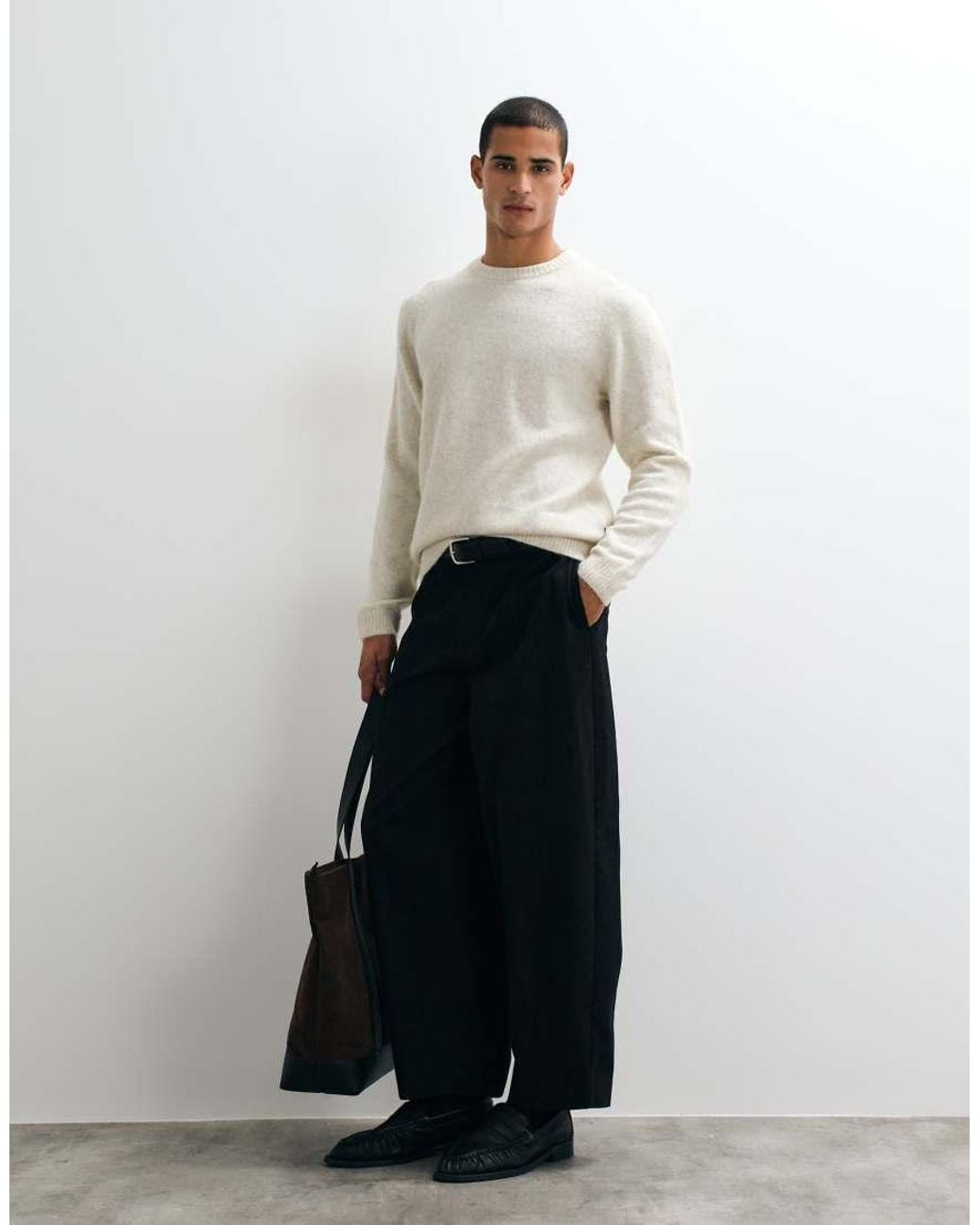 Jack & Jones Natural Premium Ribbed Knit Sweater for men