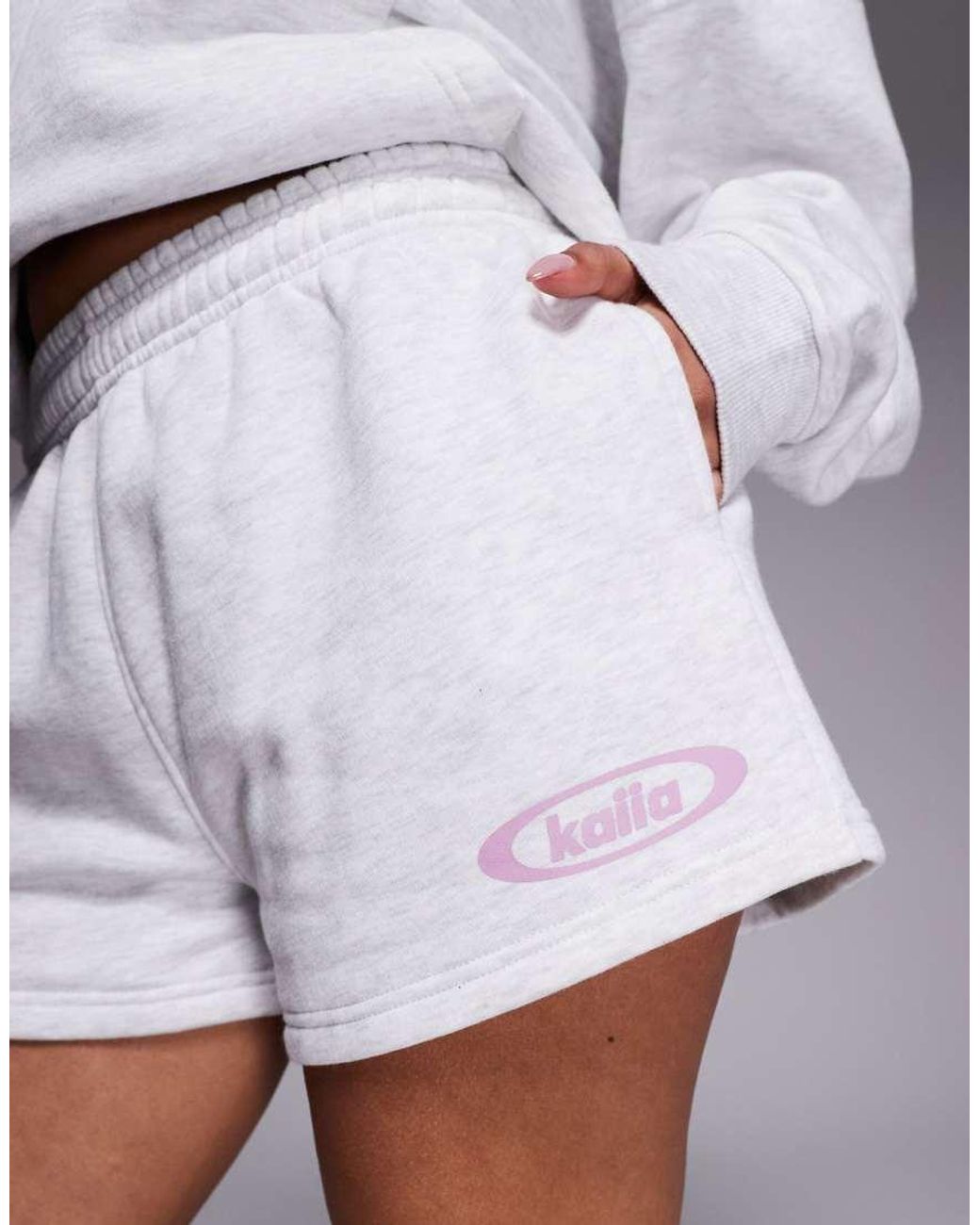Kaiia Multicolor Studio Cotton Rich Printed Logo Sweat Shorts
