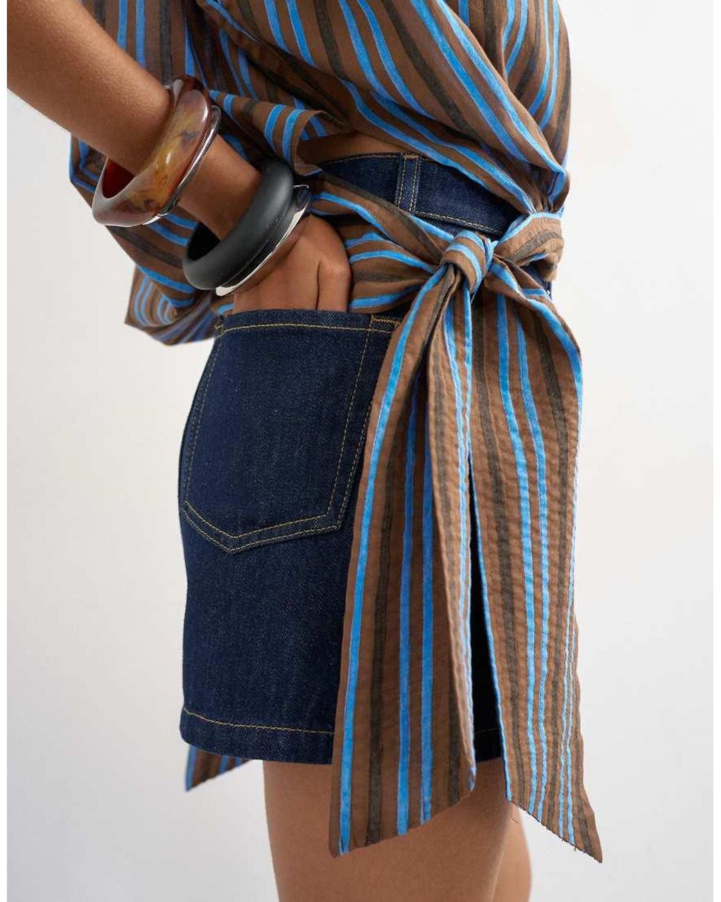TOPSHOP Blue Denim Mini Pelmet Skirt