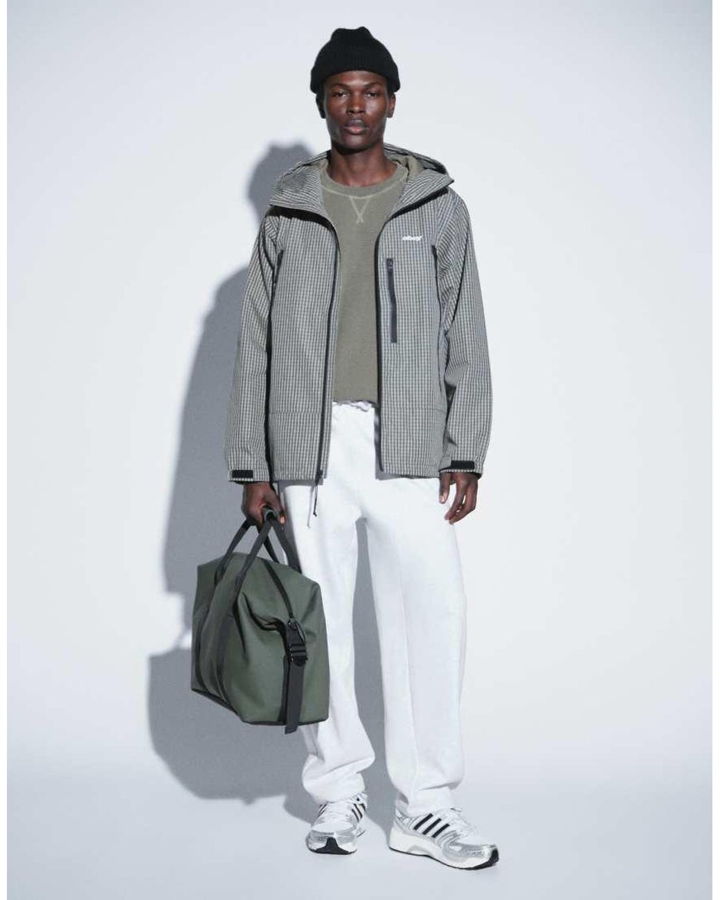 Obey Gray Checked Zip Through Hooded Jacket for men