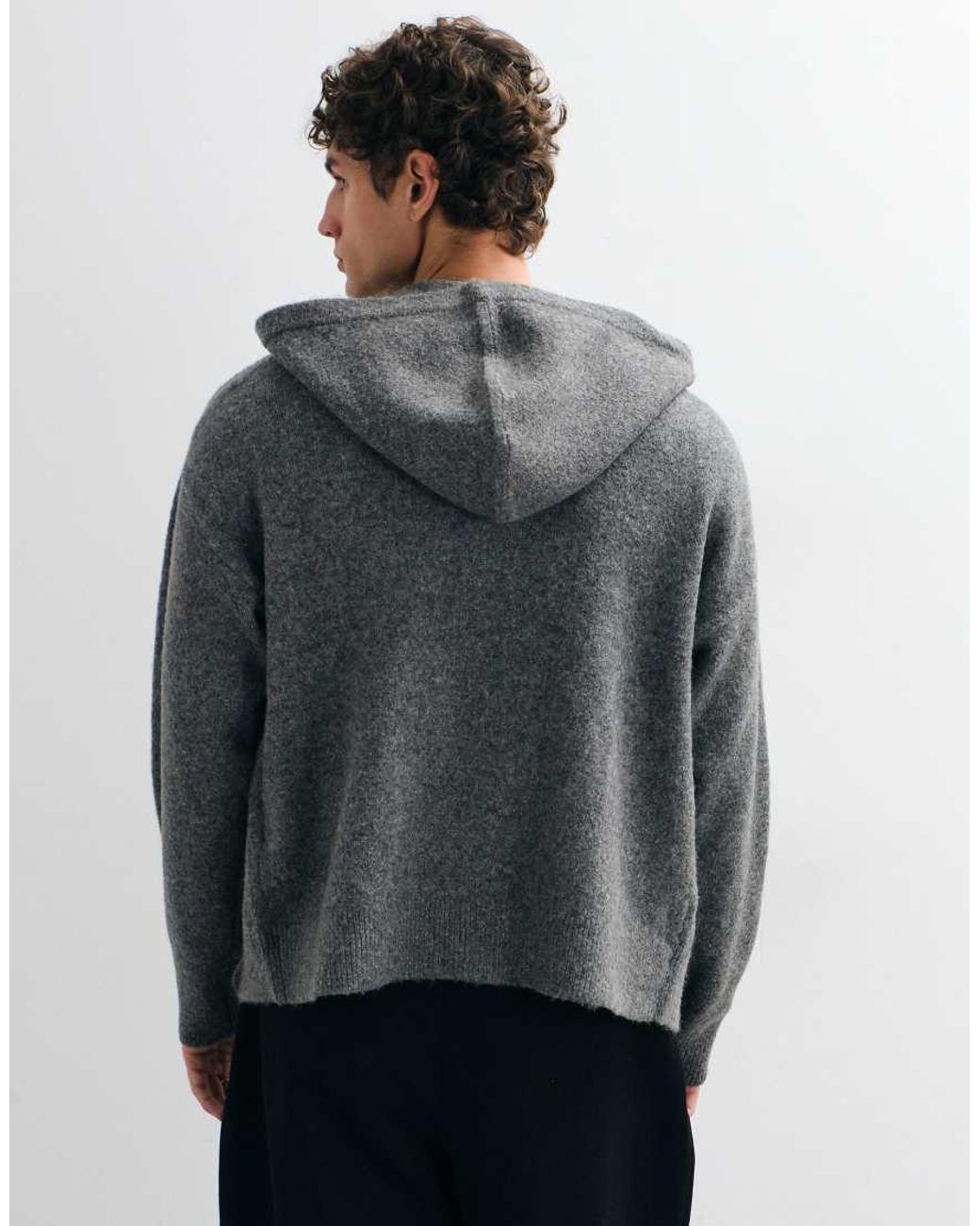 Jack & Jones Gray Knit Zip Up Hoodie for men