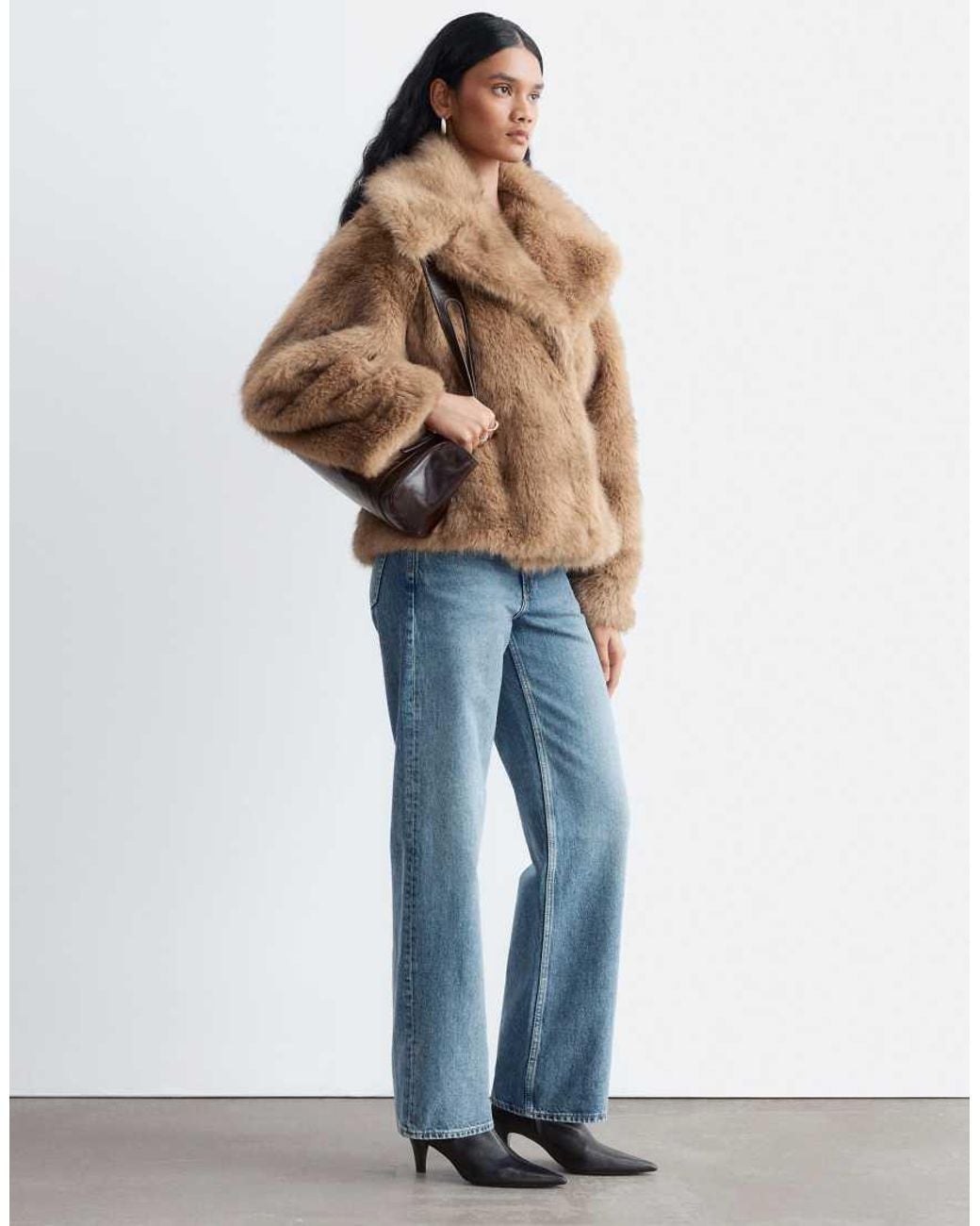 & Other Stories Brown Faux Fur Coat