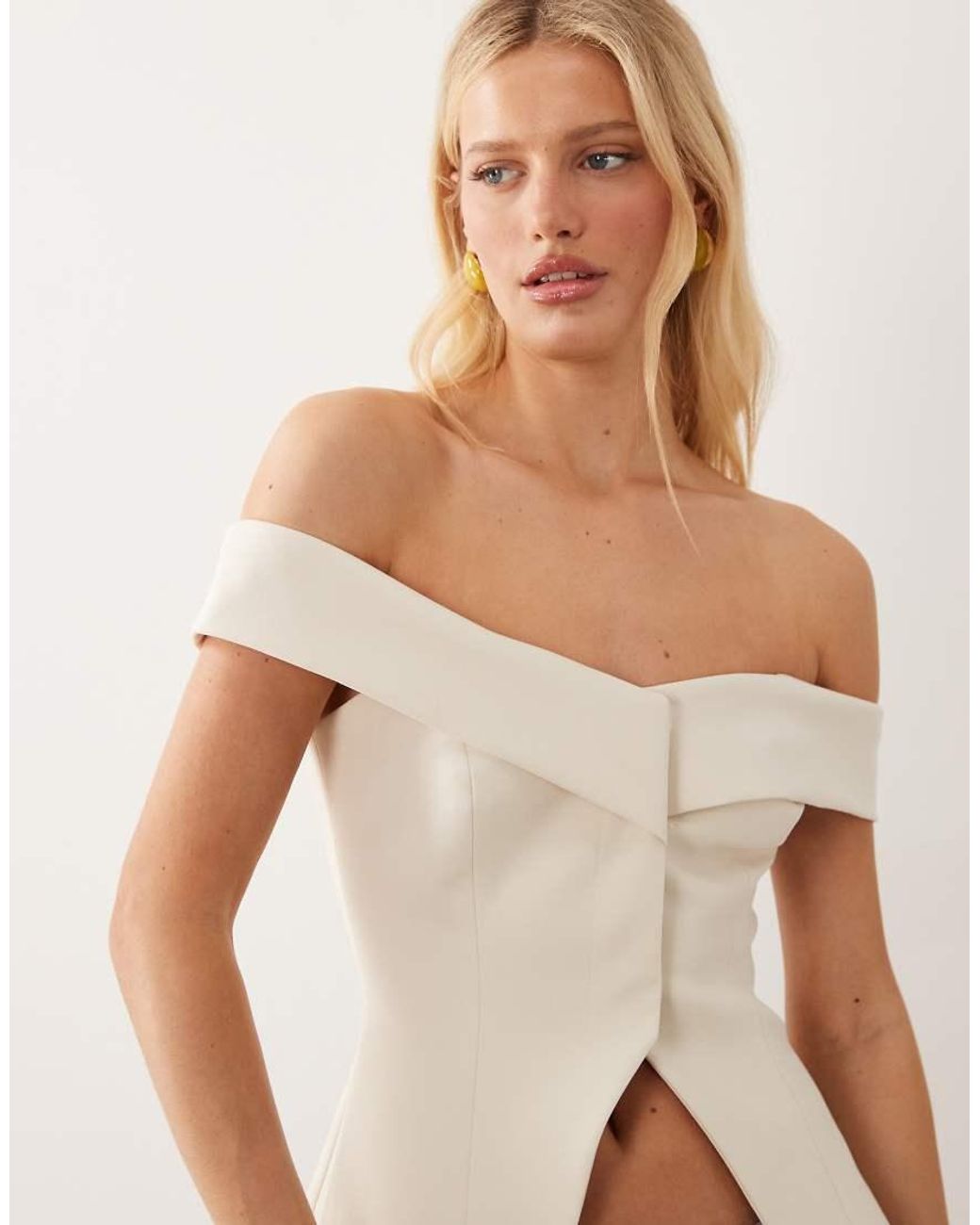 ASOS Natural Off The Shoulder Tailored Vest