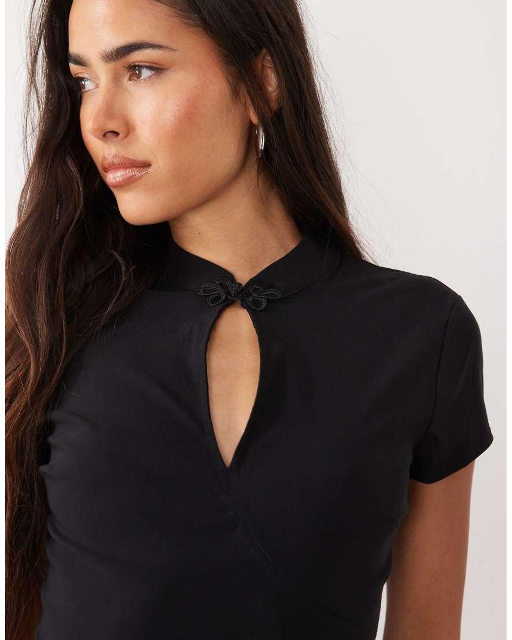 ASOS Black Mandarin Collar Mini Dress