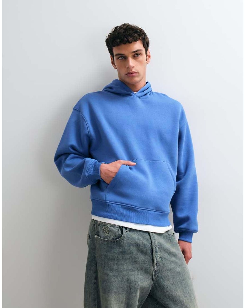 ASOS Blue Oversized Hoodie With Graphic Print for men