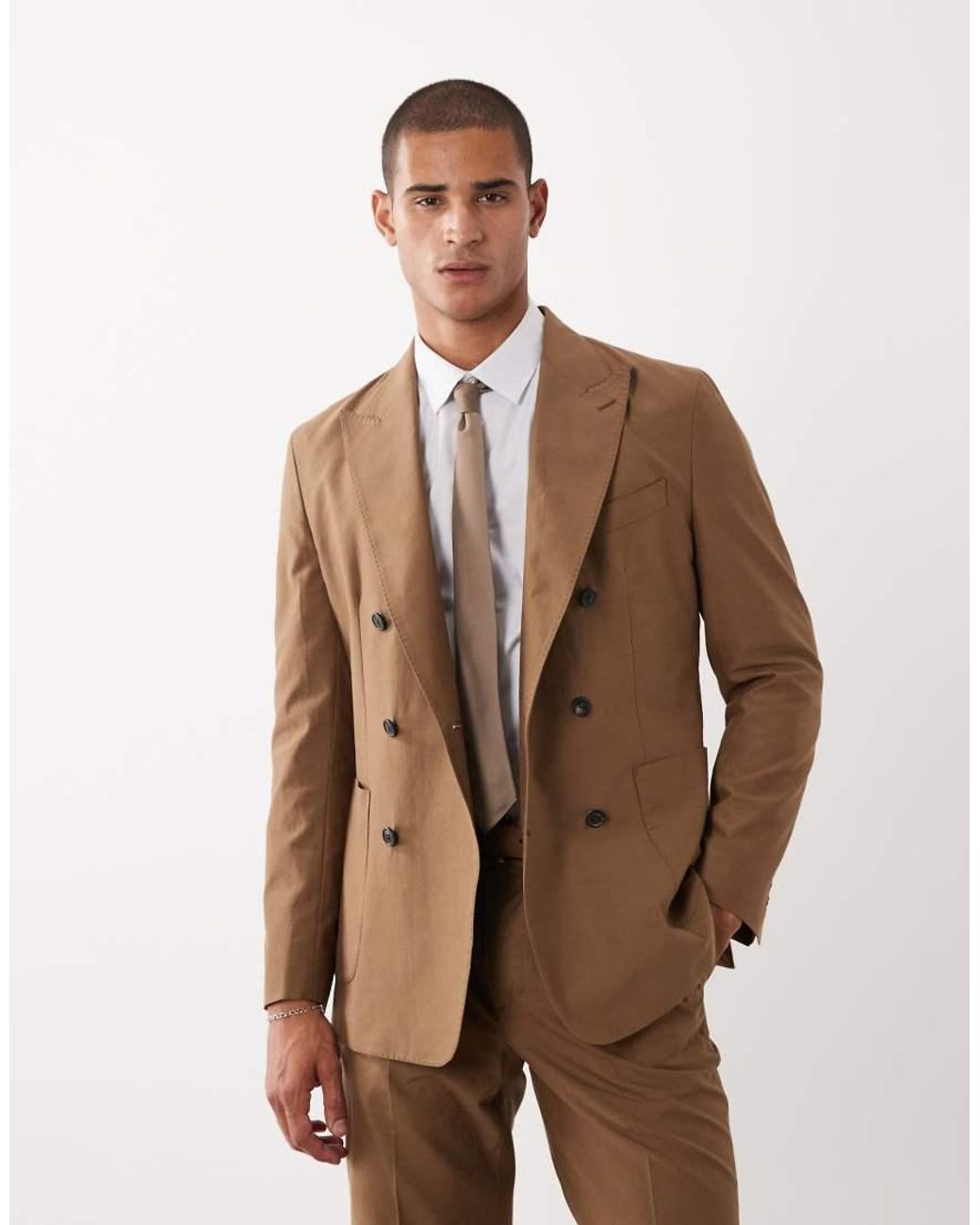 Mango Brown Oasis Double Breasted Blazer Co-Ord for men