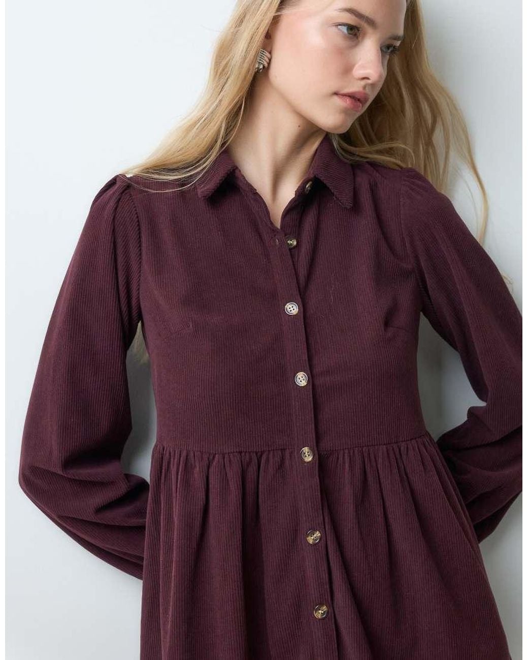 Threadbare Purple Button Through Mini Dress