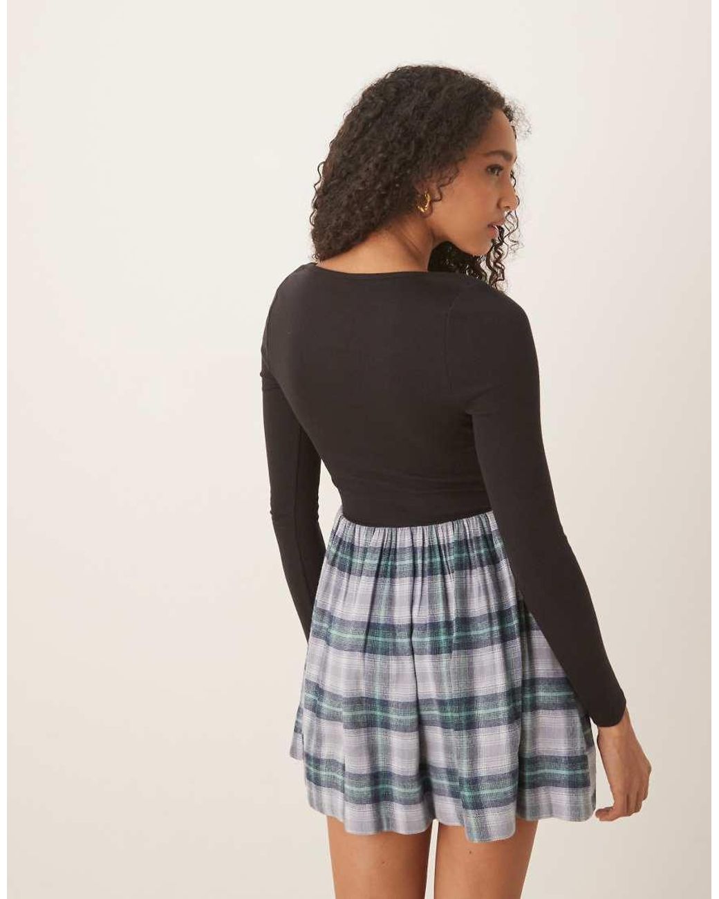 ASOS Natural Square Neck Long Sleeve Hybrid Mini Dress