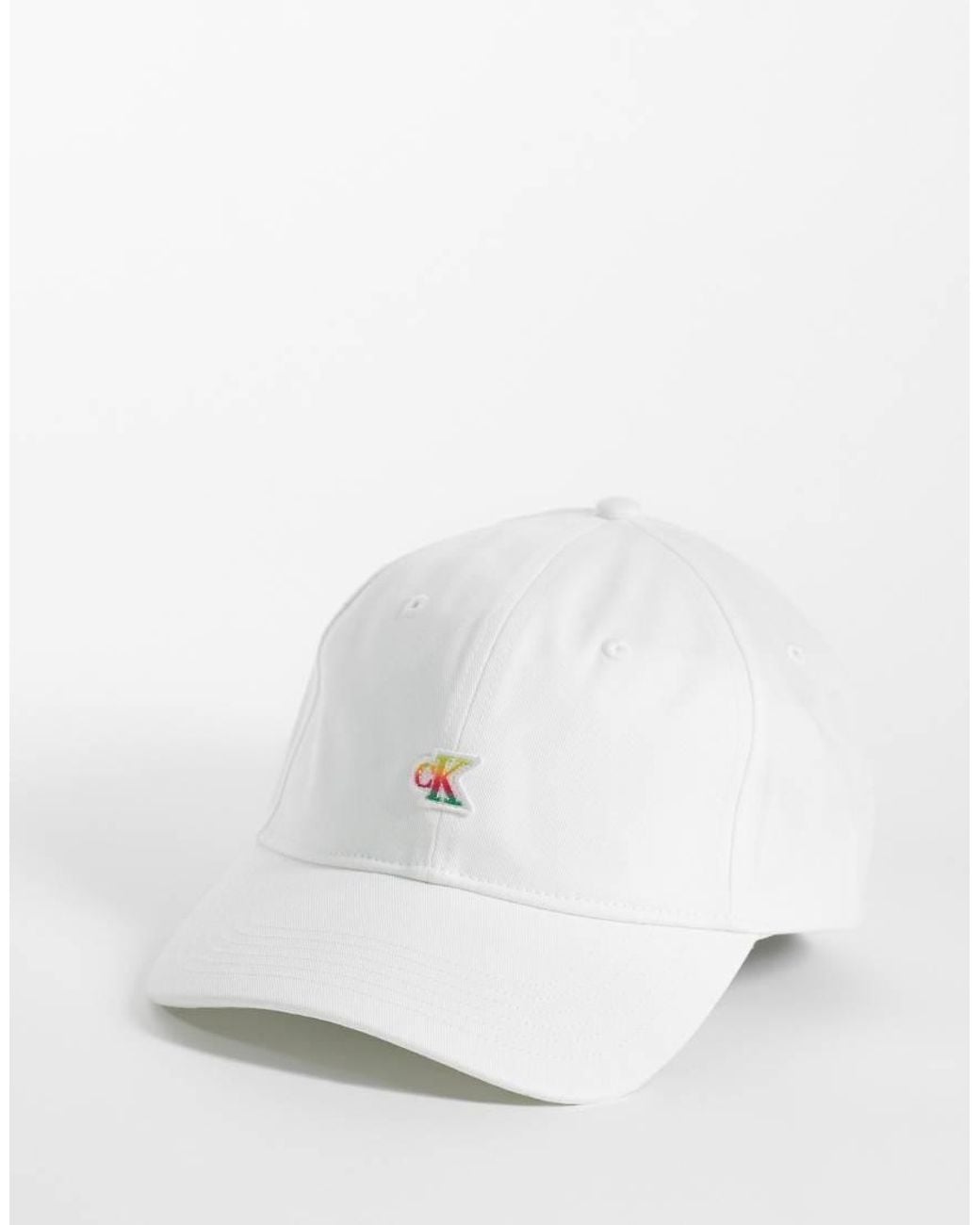 Calvin Klein White Pride Cap With Rainbow Logo for men