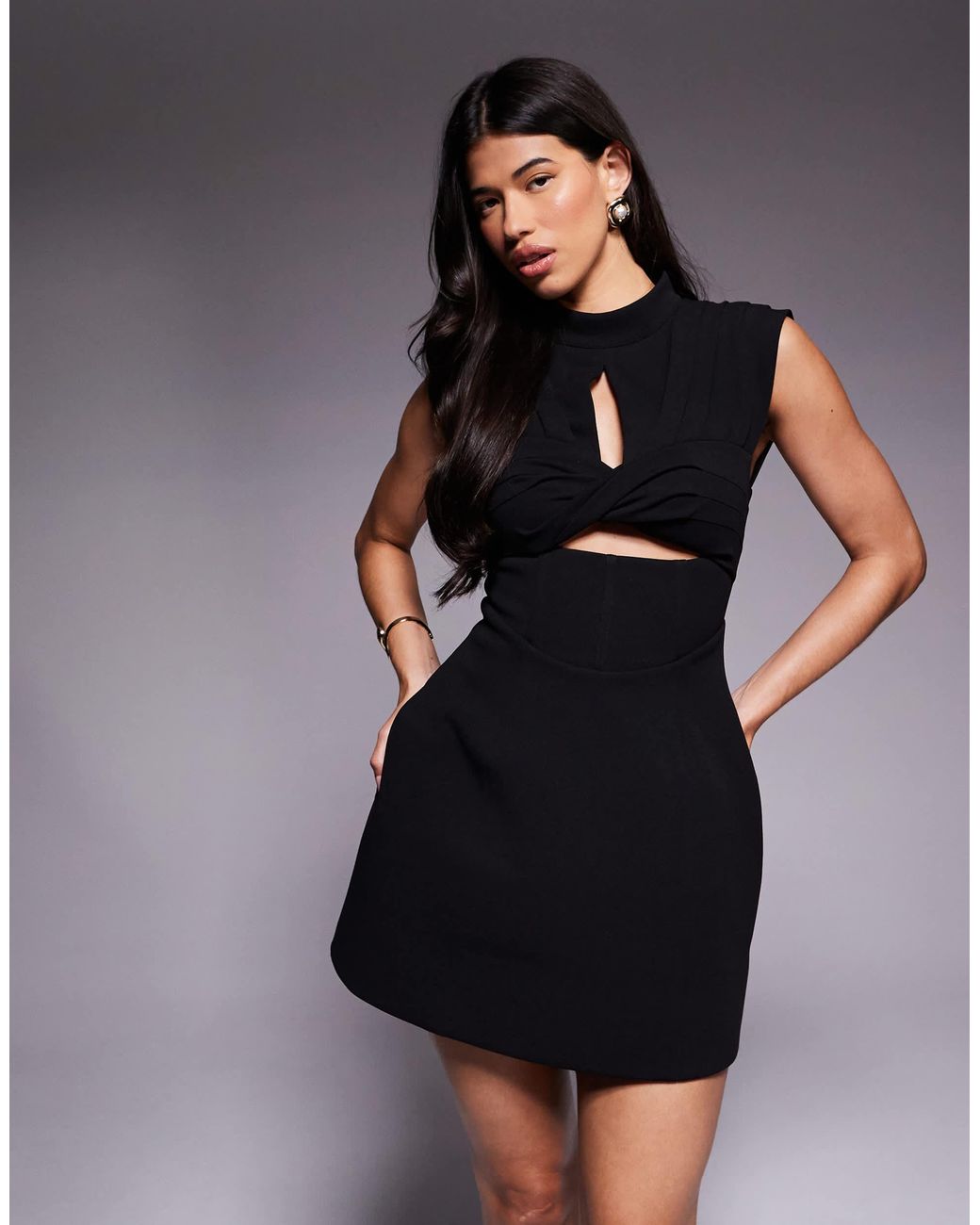 ASOS Black Ruched Bust Structured Mini Dress