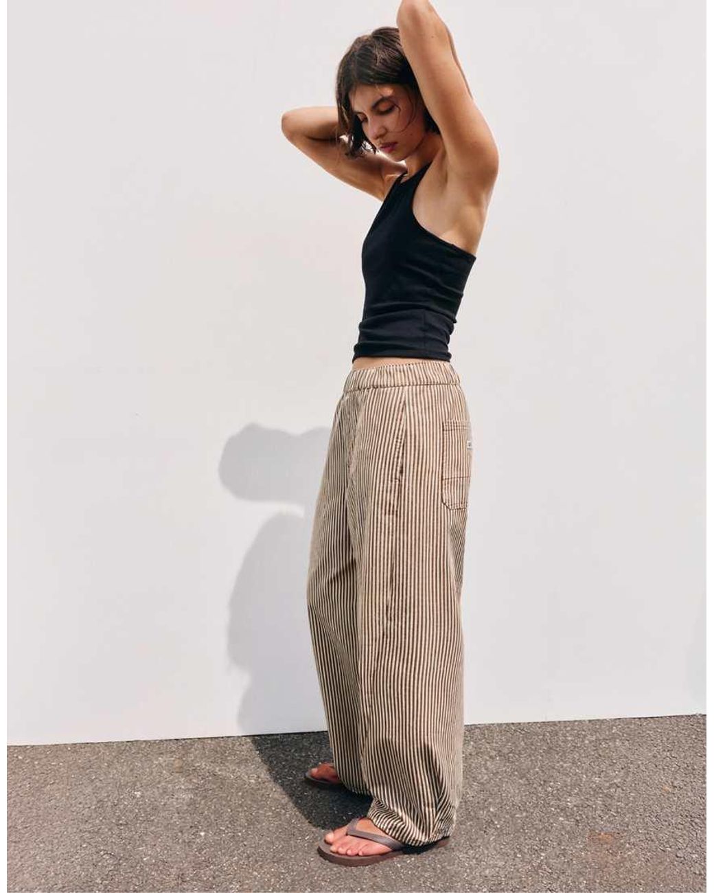 Pull&Bear Multicolor Straight-Leg Striped Trousers