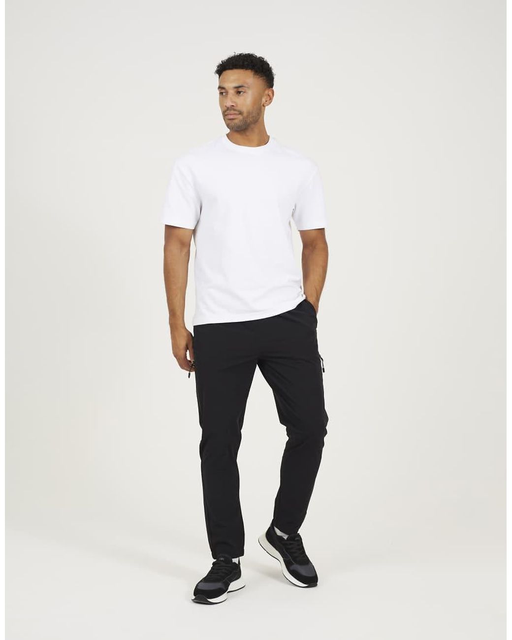 Brave Soul Blue Zip Detail Cuffed Trousers With Elasticated Waist for men