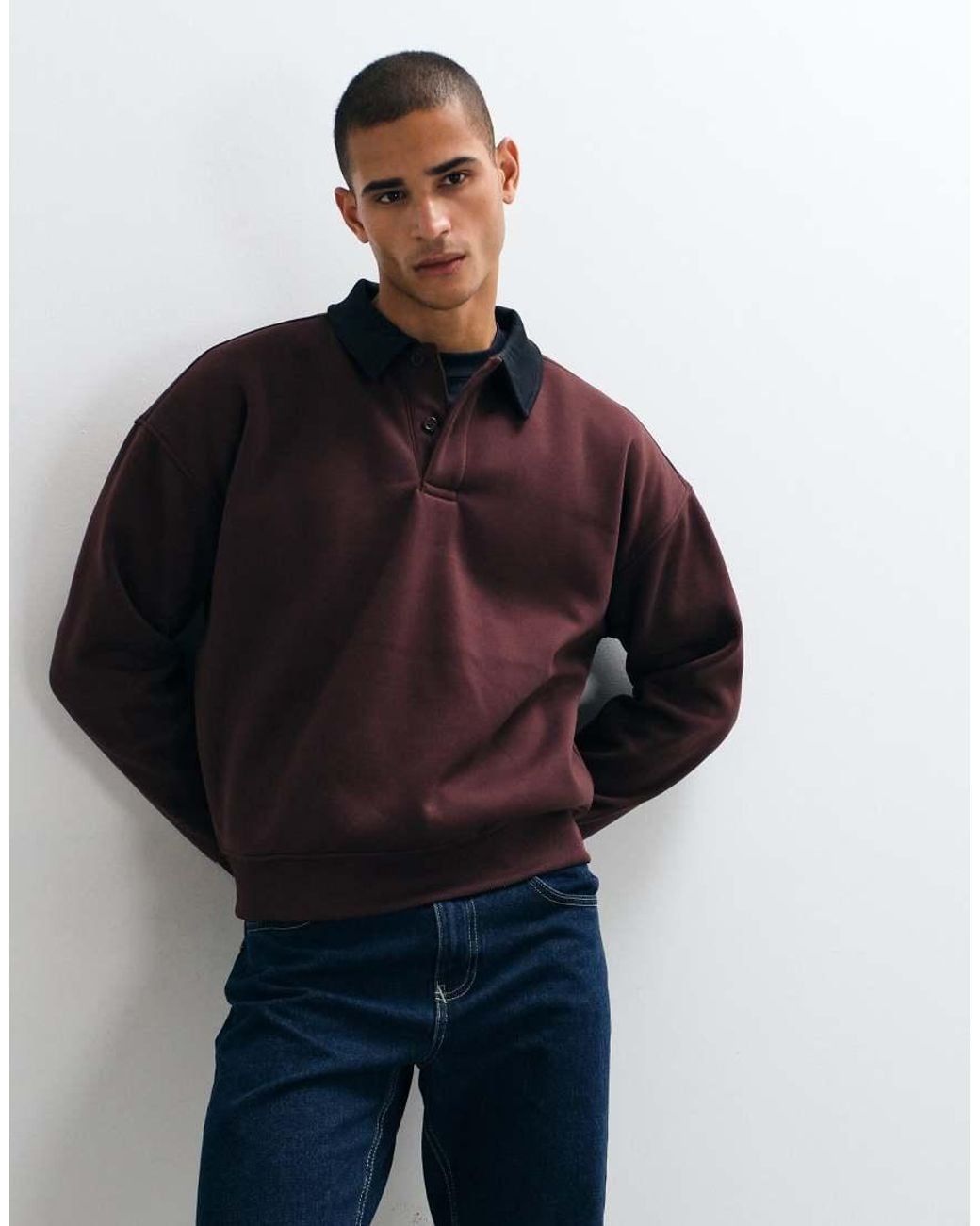 Brave Soul Blue Long Sleeve Henley T-shirt for men