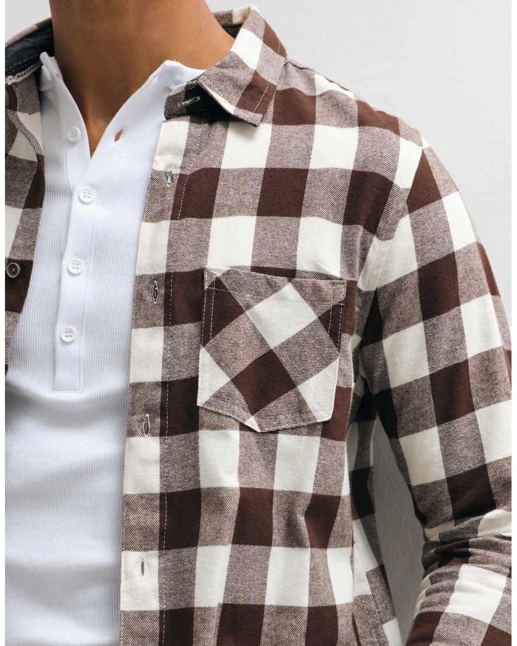 Brave Soul Gray Long Sleeve Check Shirt for men