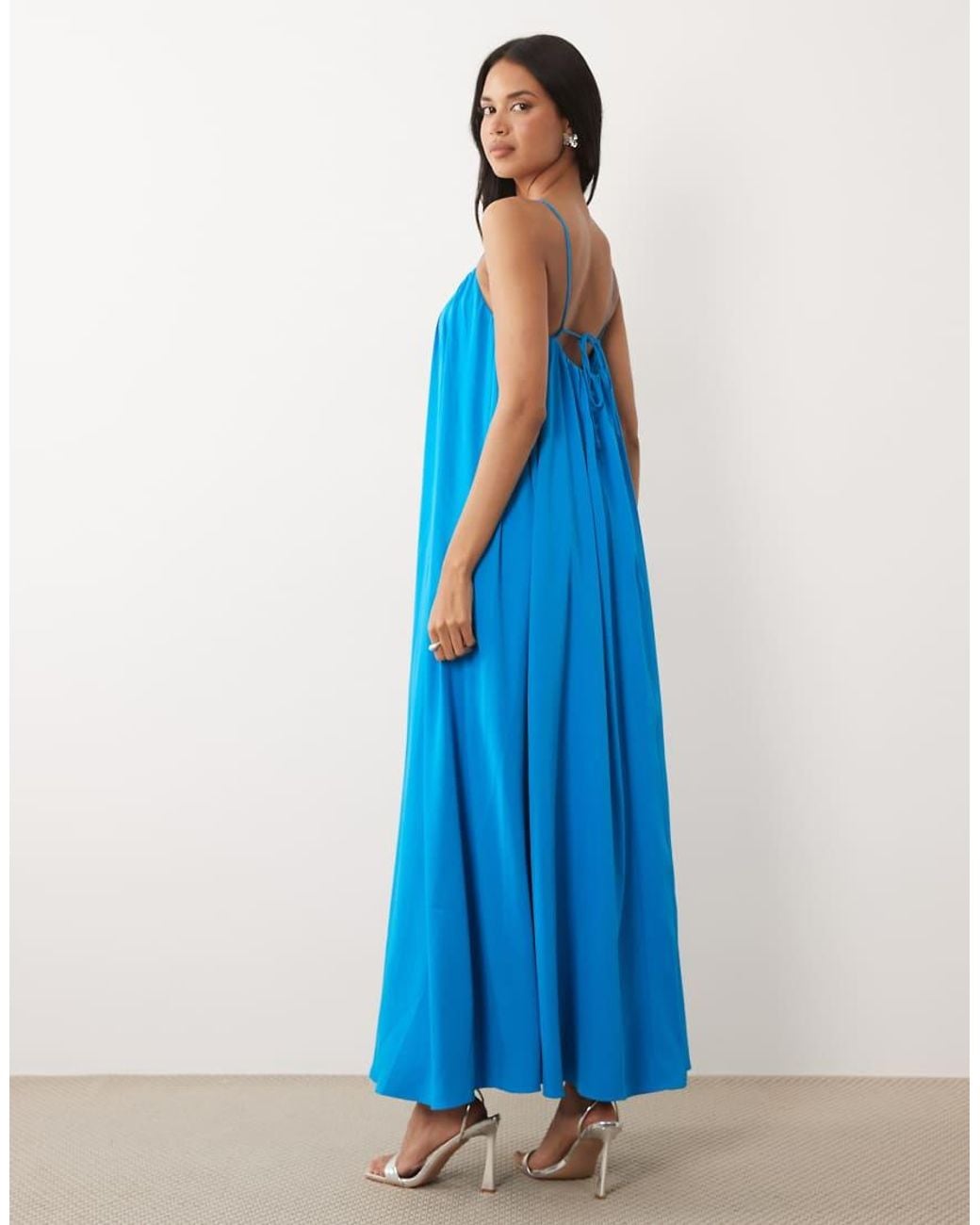 ASOS Blue Strappy Cami Trapeze Maxi Dress