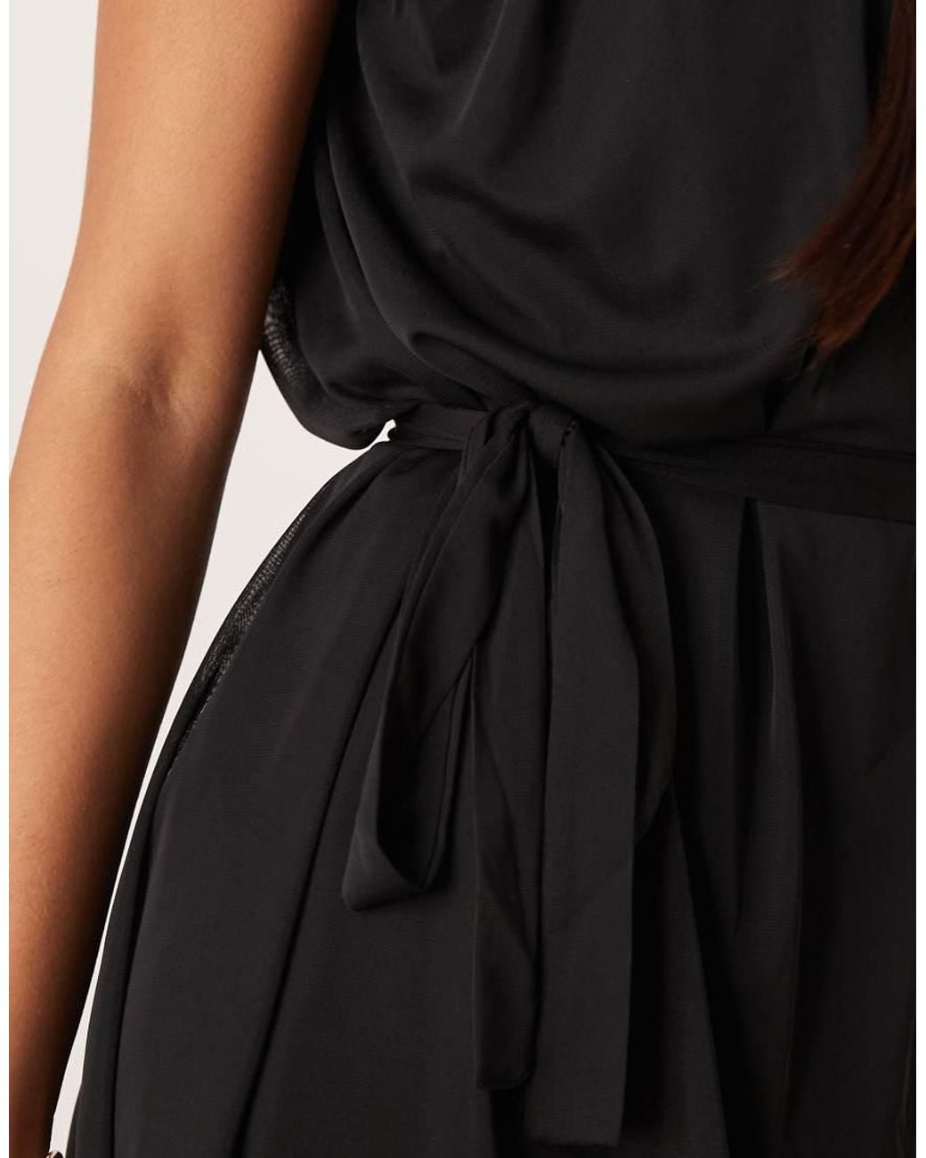 Vila Black Tie Waist Chiffon Mini Dress