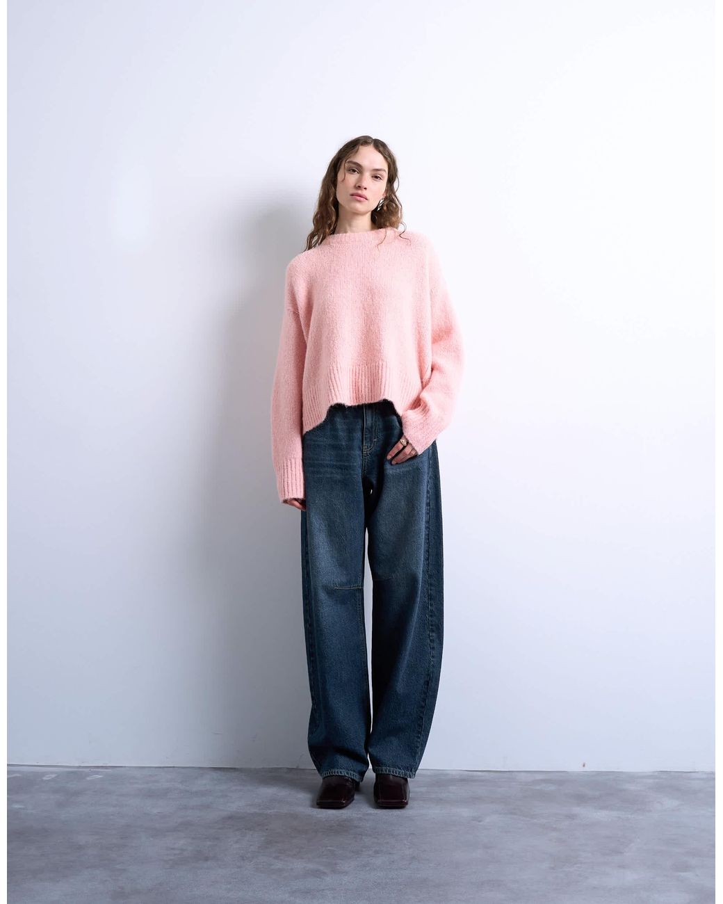 TOPSHOP Pink – ultimate – flauschiger strickpullover aus wollmix