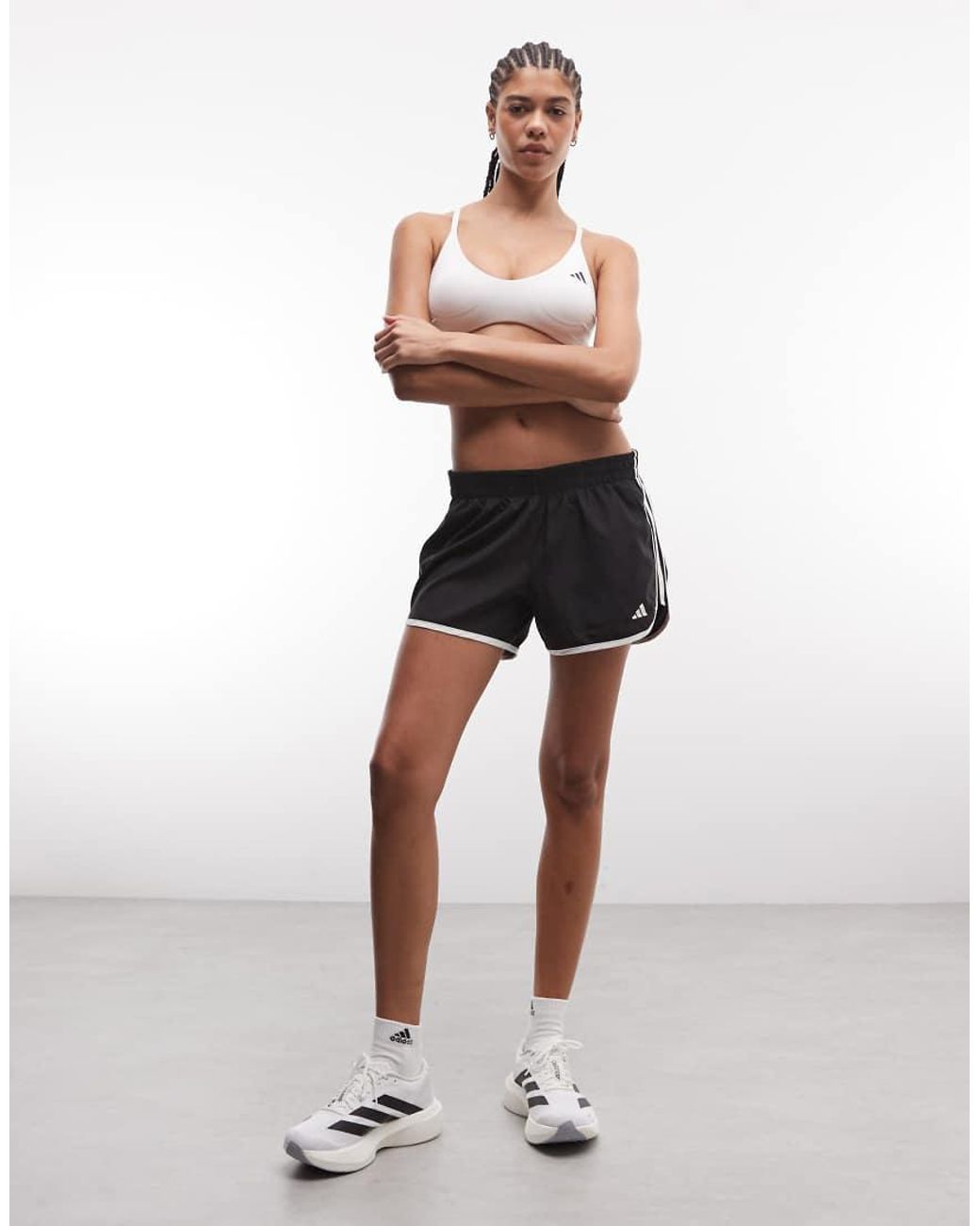 Adidas Originals White Adidas Training Optime Essentials Light Support Sports Bra