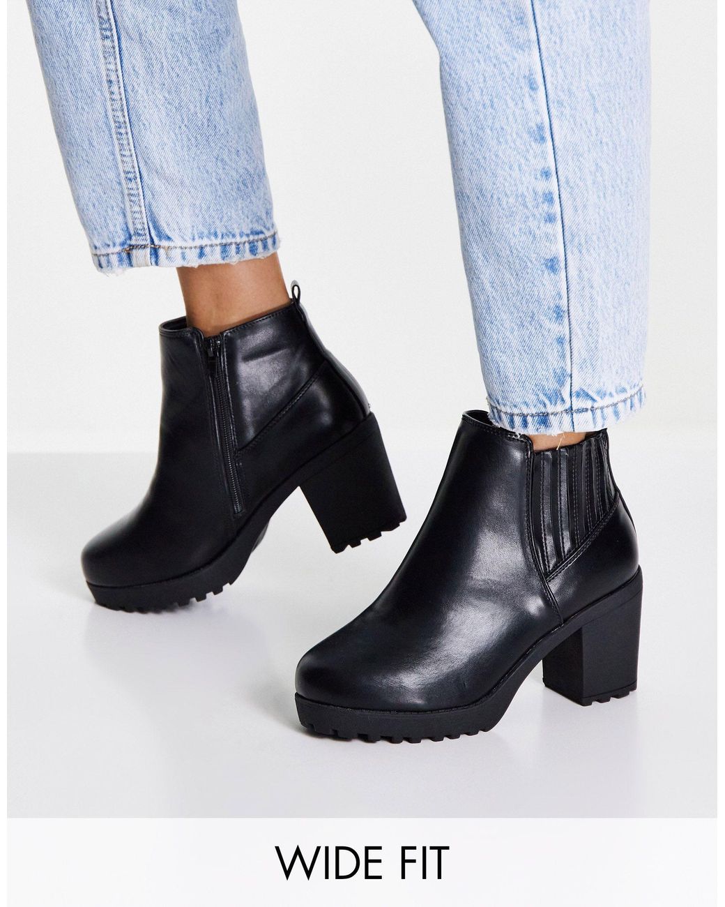 Simply Be Simply Be Extra Wide Fit Amberley Chunky Heeled Ankle Boots in  Blue | Lyst