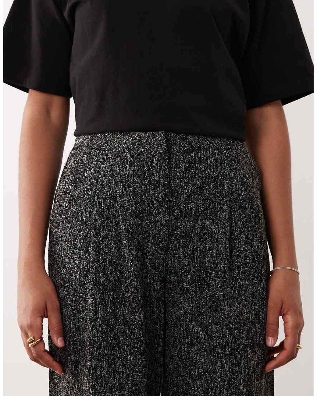 JDY Tall Black Boucle Wide Leg Trousers