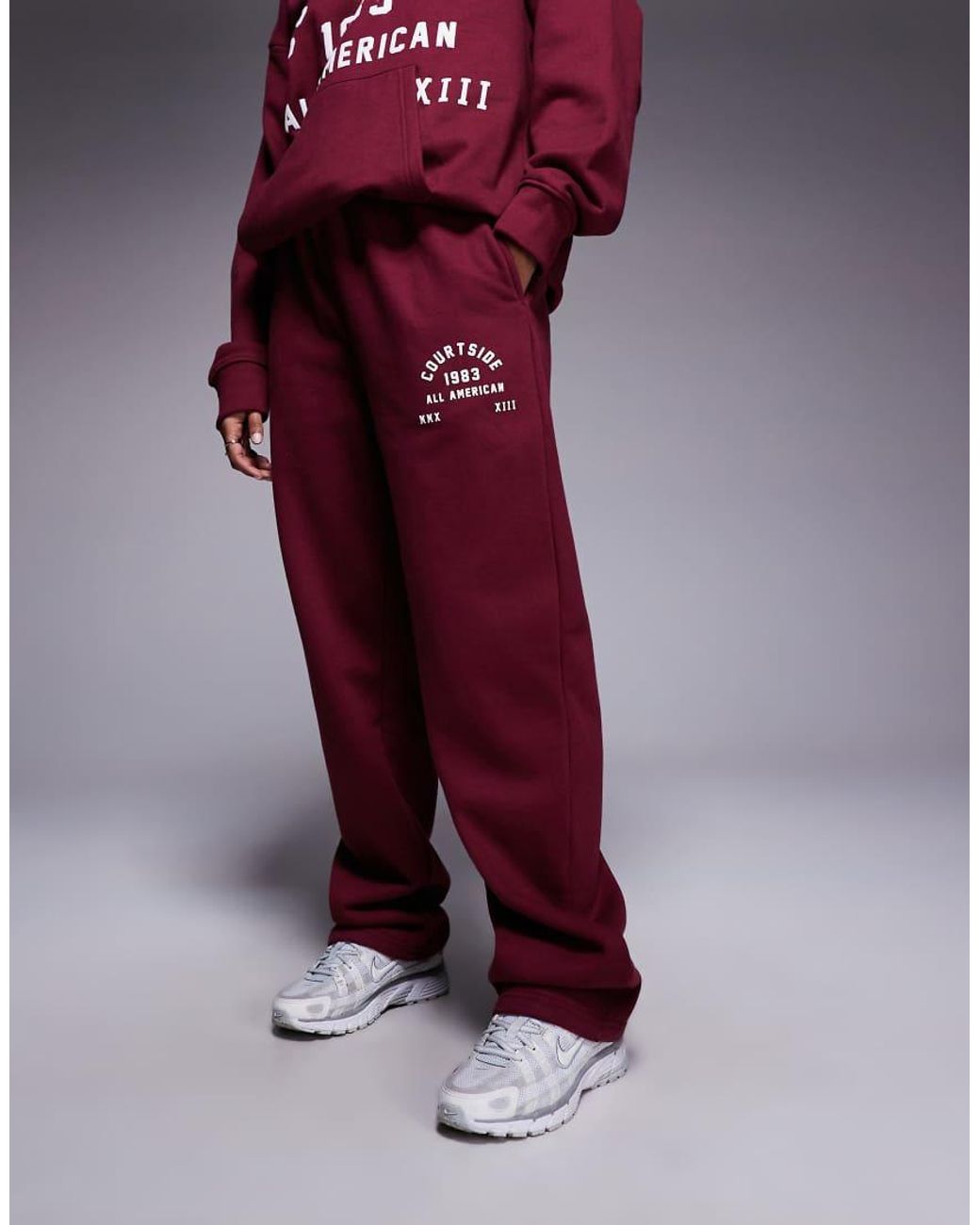 Courtside Red Straight Leg Sweatpants