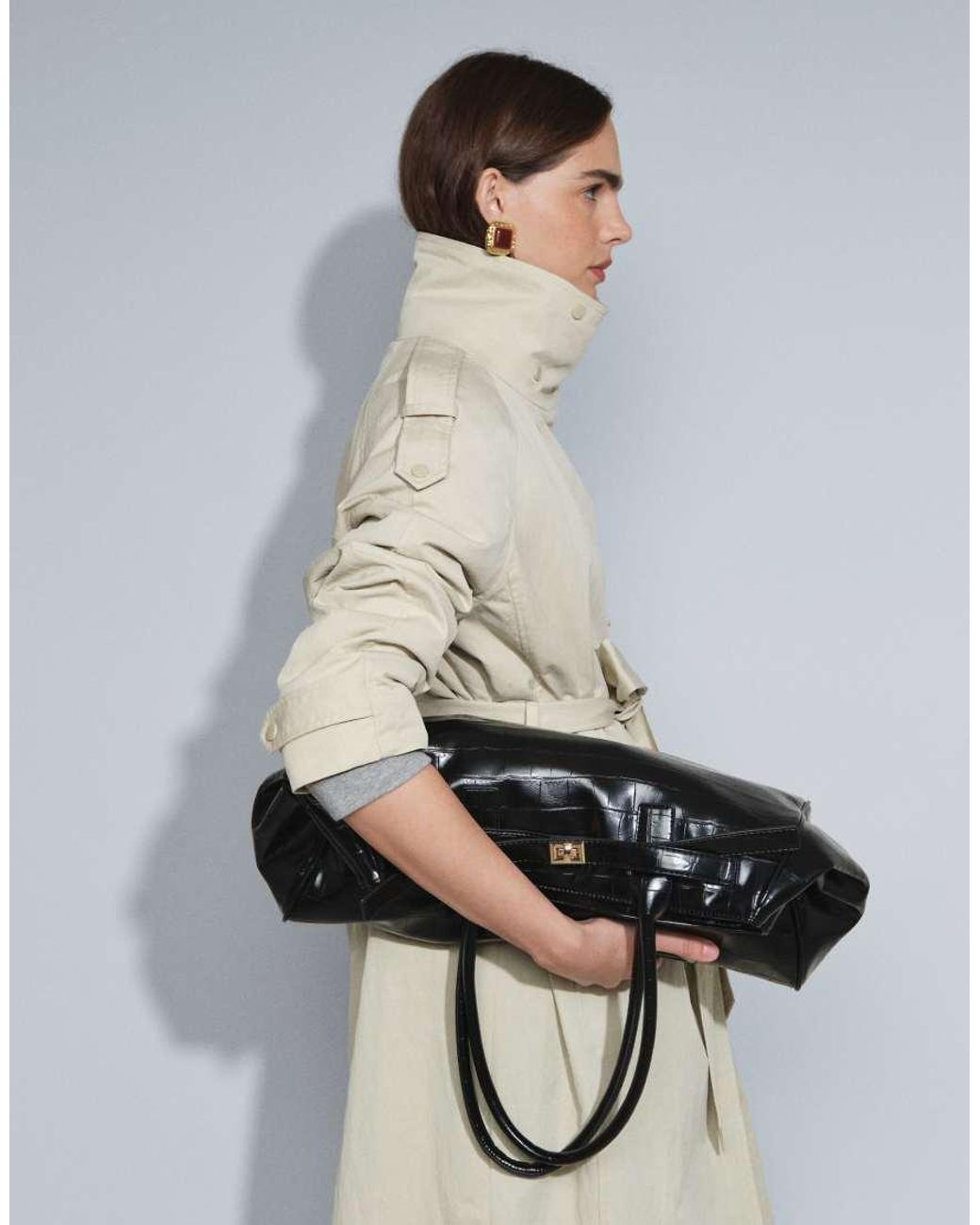 ASOS Natural Funnel Neck Longline Trench Coat