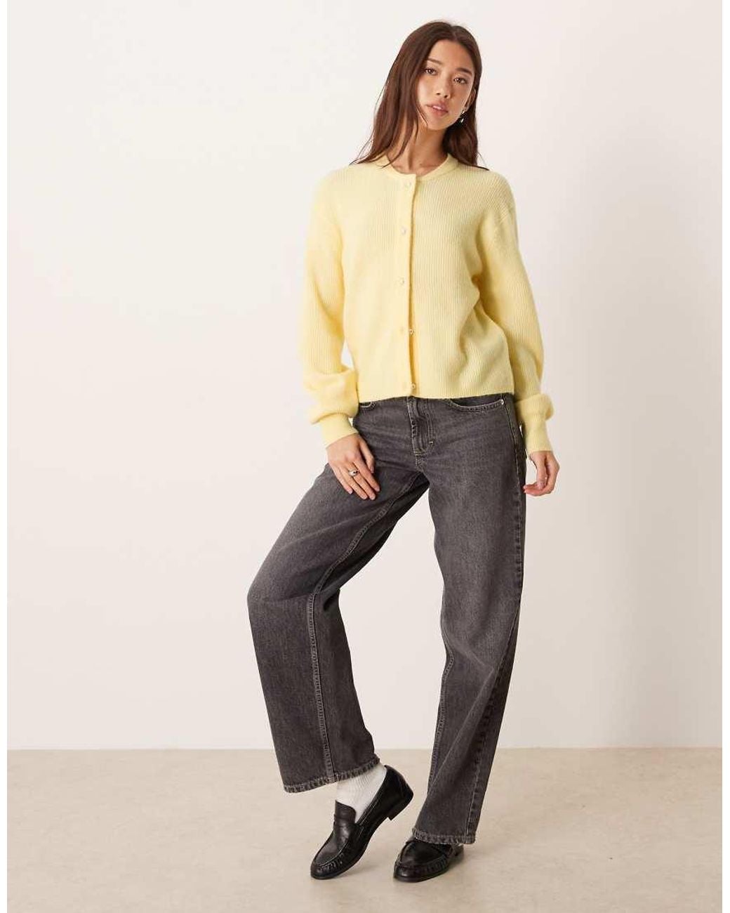 Jdy Natural Ribbed Cardigan With Pearl Buttons