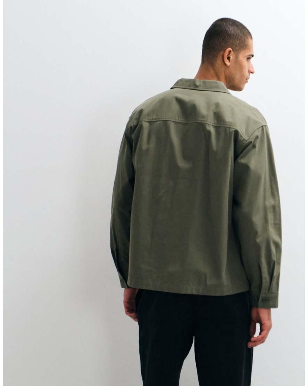 ARKET Green Oversized Twill Pure Cotton Overshirt for men