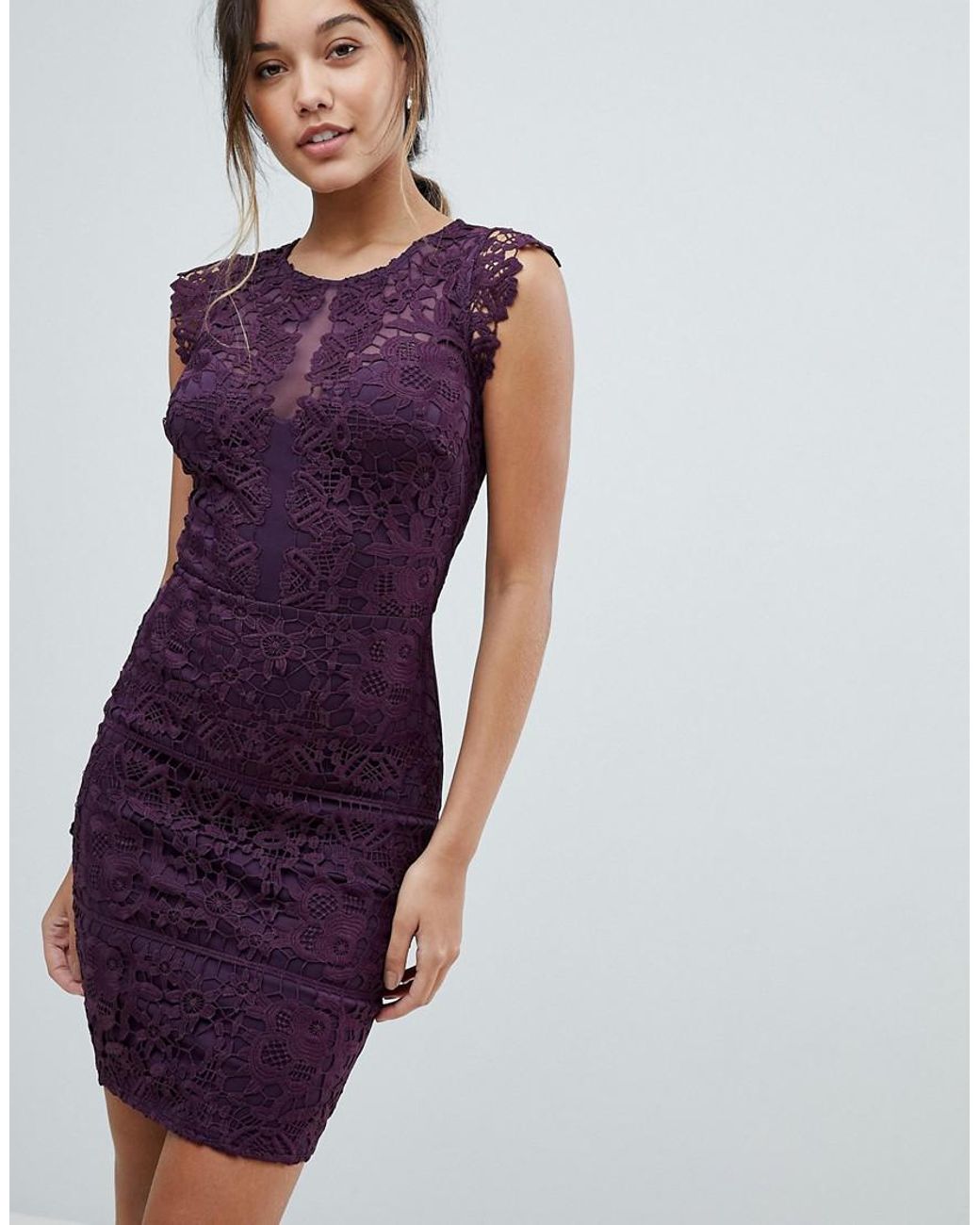 Lipsy Lace Frill Shift Dress in Purple | Lyst