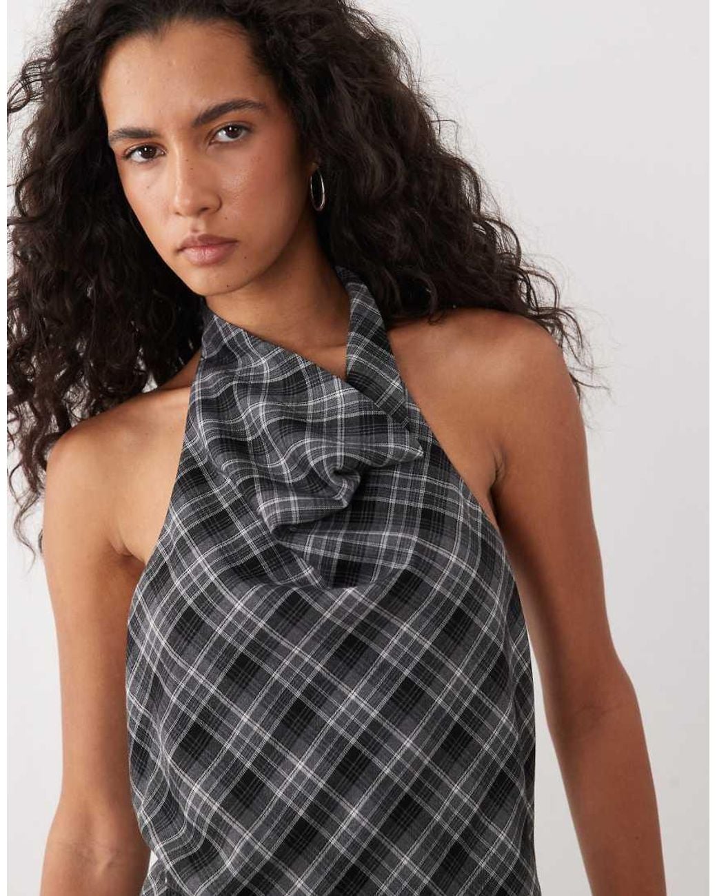 Kaiia Gray Exclusive Cowl Haterneck Asymmetric Hem Top Co-ord