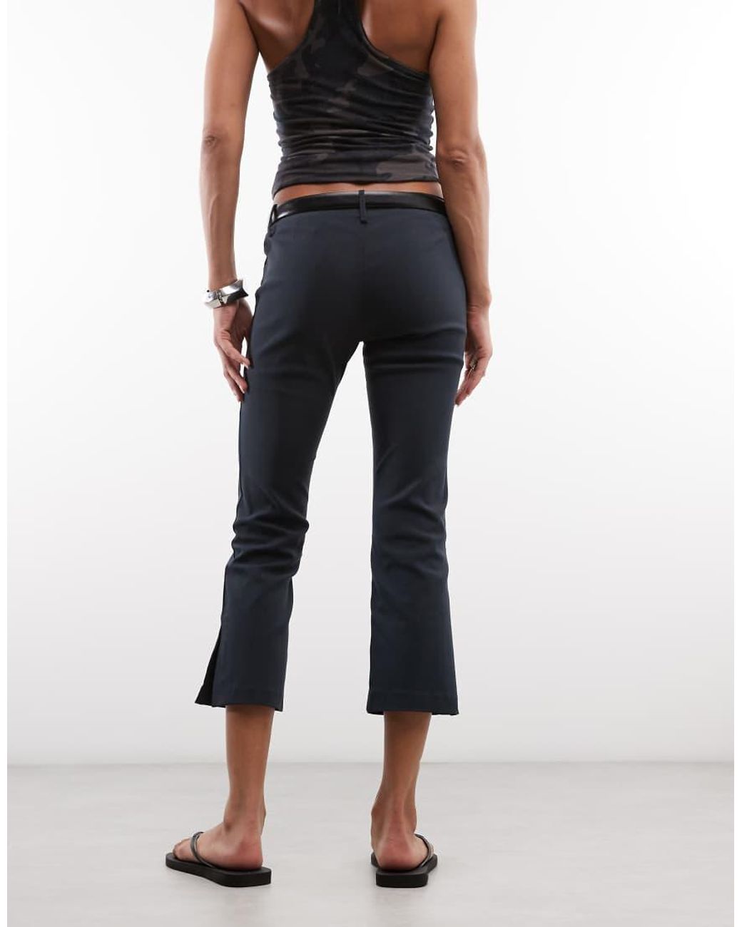 Monki Black Stretch Woven Capri Pant
