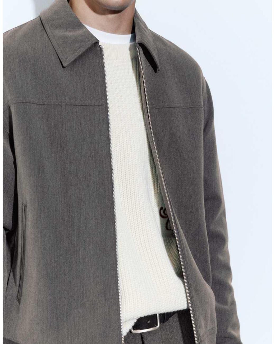 Pull&Bear Gray Basic Zipped Jacket for men