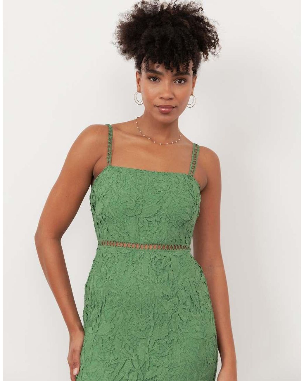 Maya Green Lace Cami Midi Dress