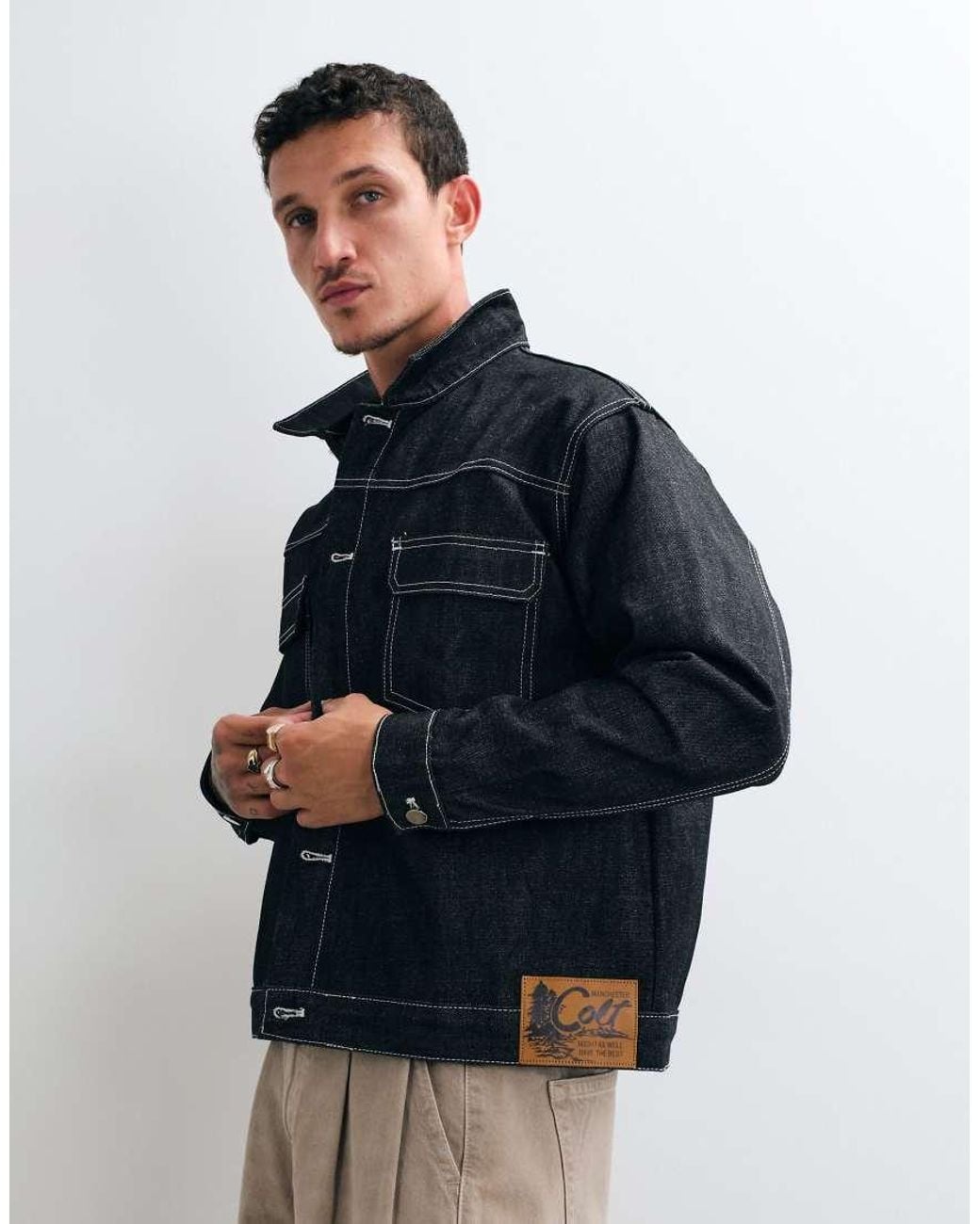 Colt MCR Blue Colt Boxy Fit Contrast Stitch Selvedge Denim Jacket for men