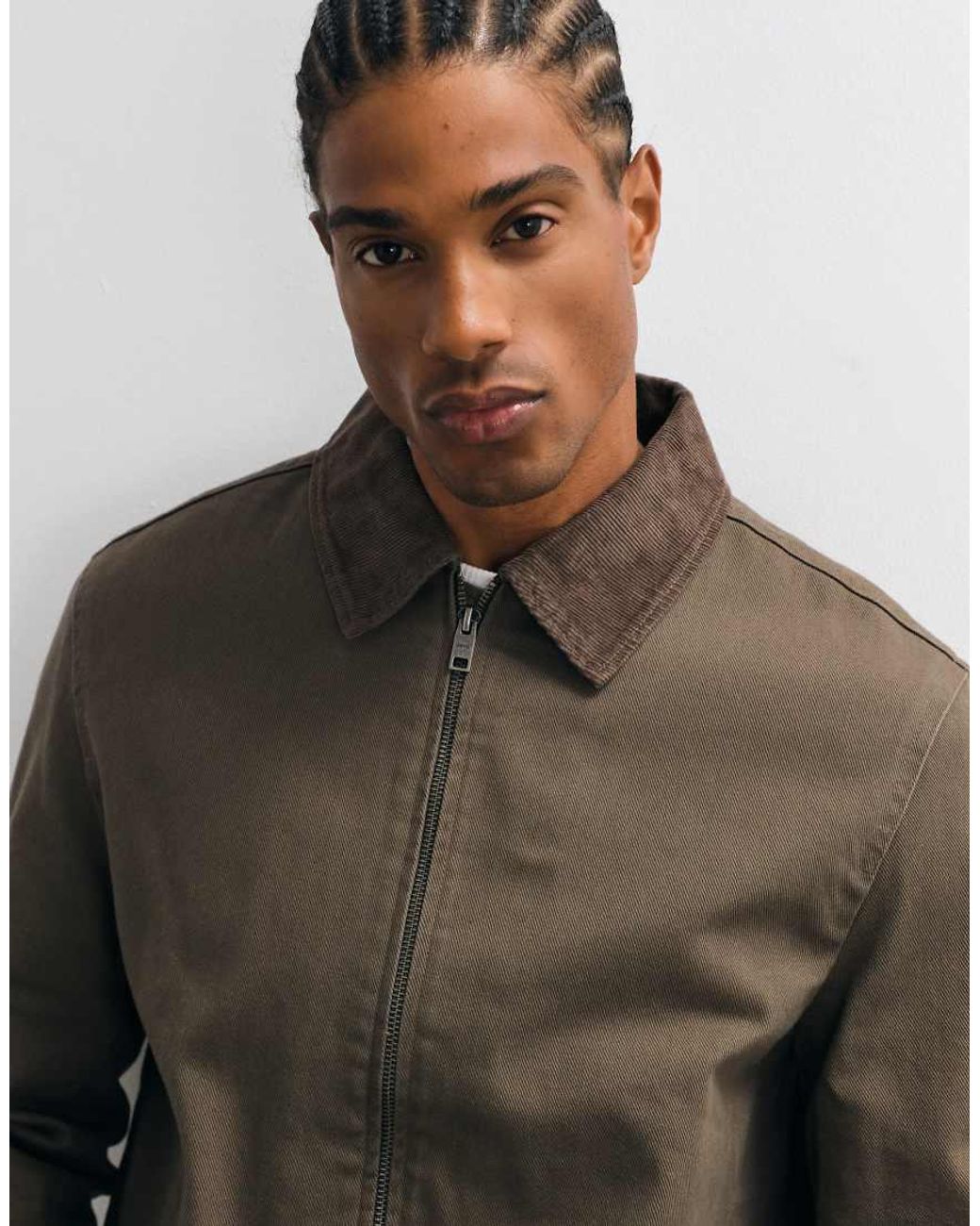 Mango Brown Zip Through Jacket for men
