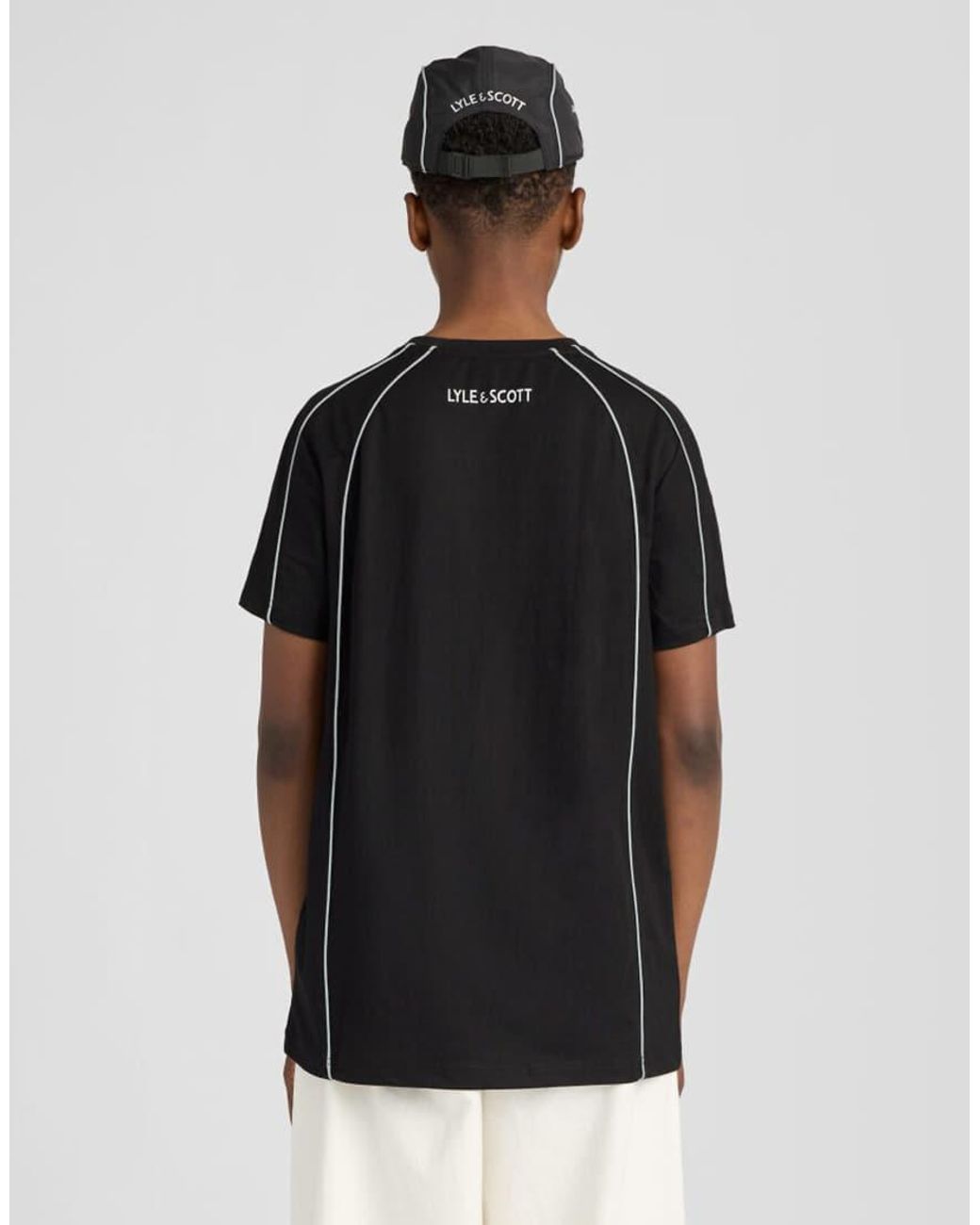 Lyle & Scott Black Reflective Piped Cap for men