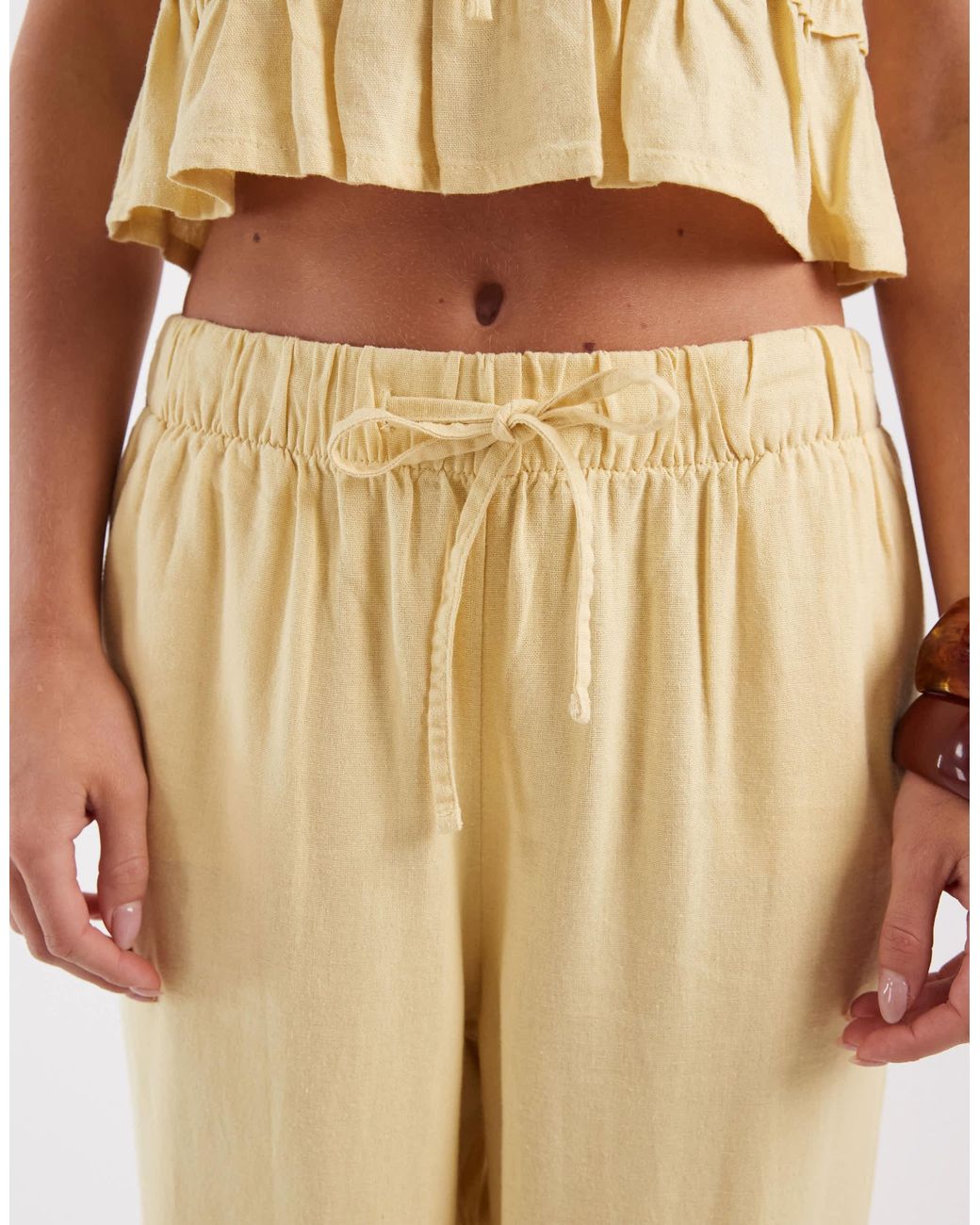 Only Petite Natural Linen Blend Pull On Pants