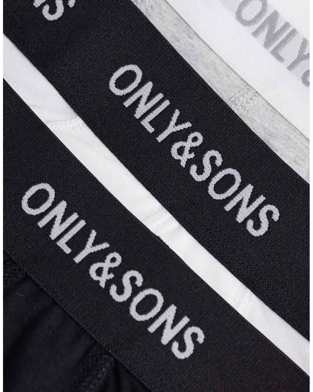 Only & Sons White 3 Pack Trunks for men