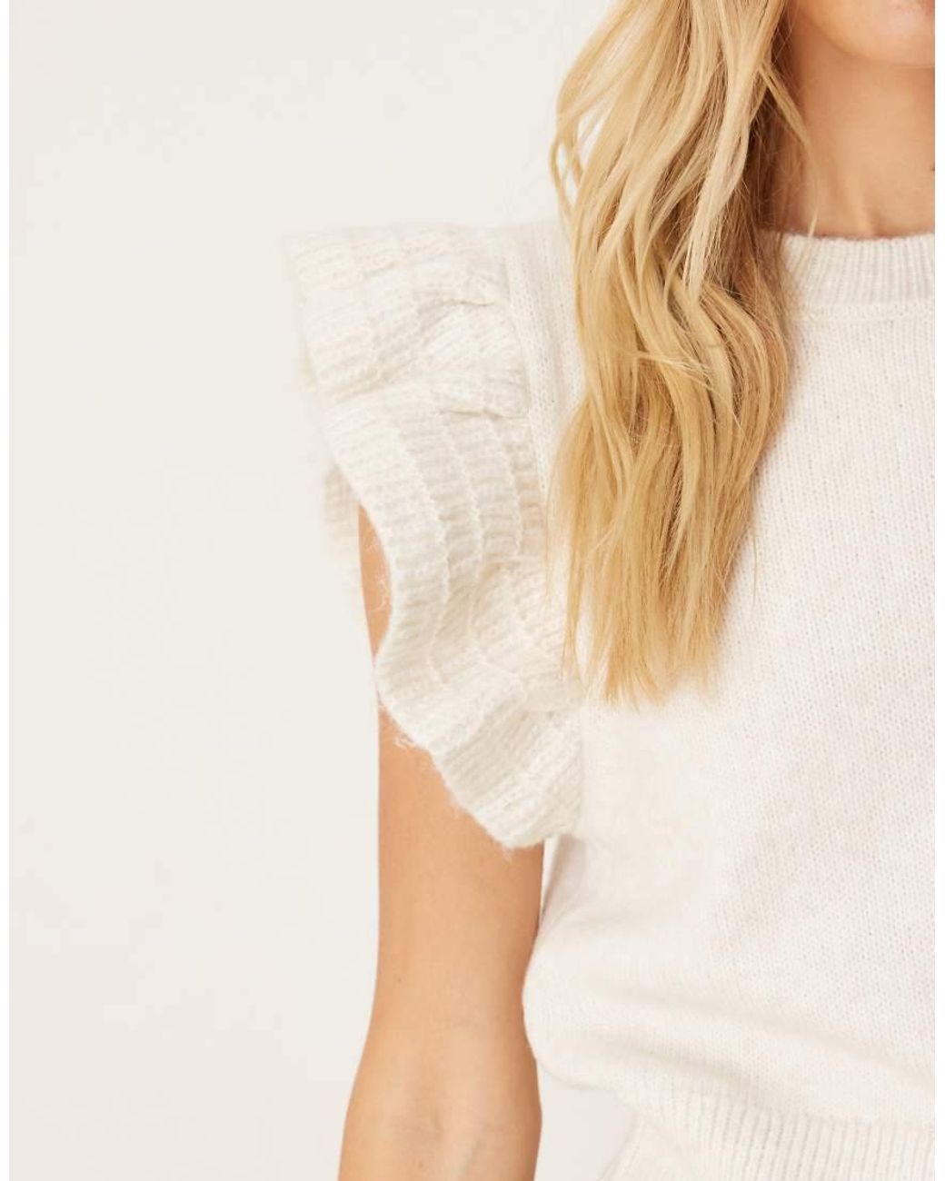 Vila Natural Frill Detail Knitted Vest