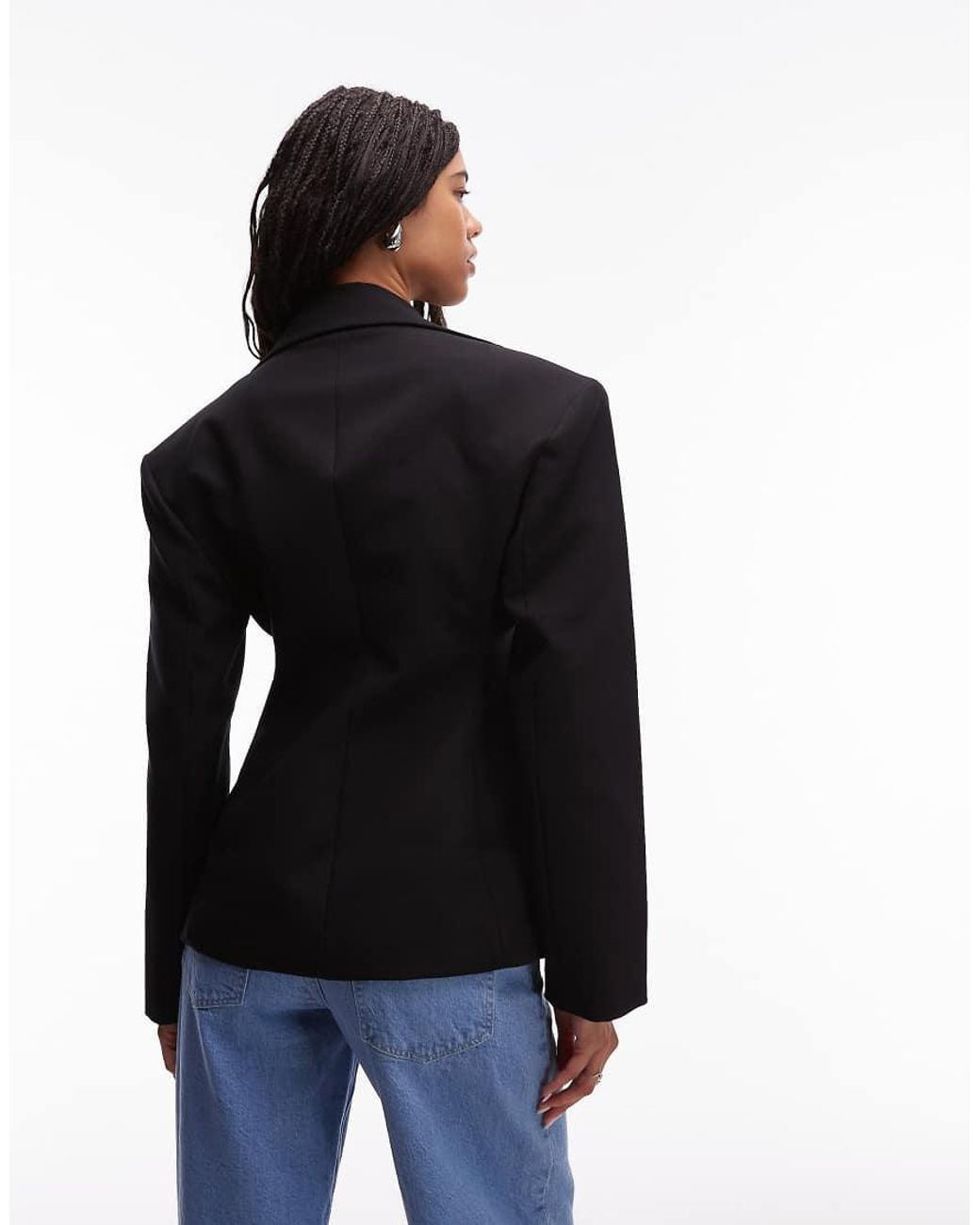 ASOS Blue Sculpted Cinch Waist Blazer