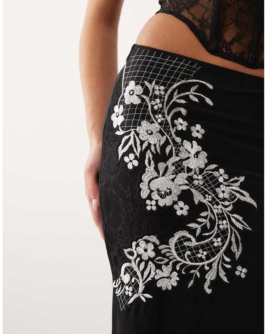 ASOS Multicolor Embroidered Mesh Maxi Skirt