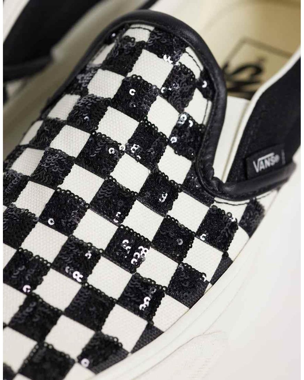 Vans Black Classic Slip-on Sequin Checkerboard Sneakers