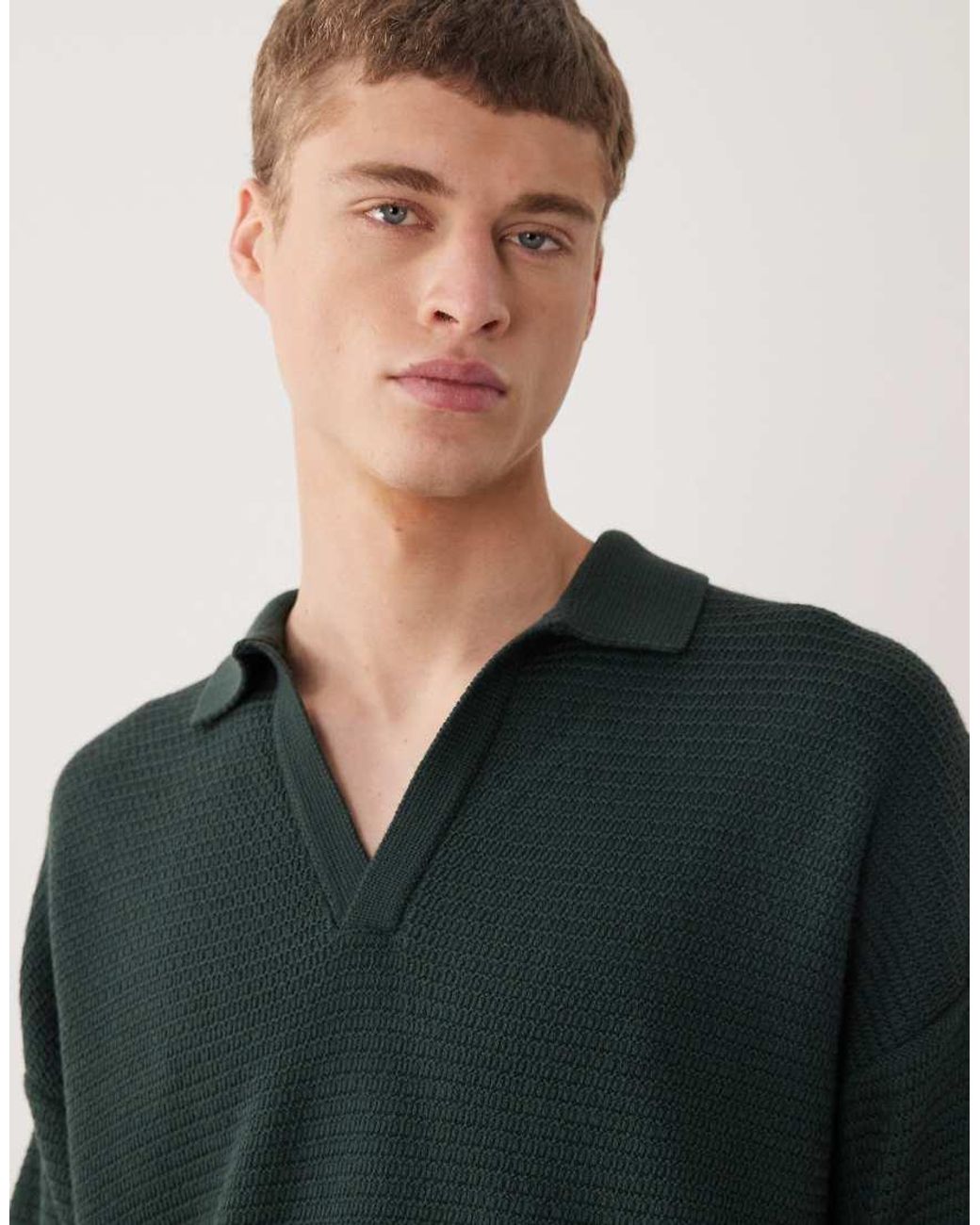 ASOS Black Oversized Knitted Co-ord Notch Neck for men