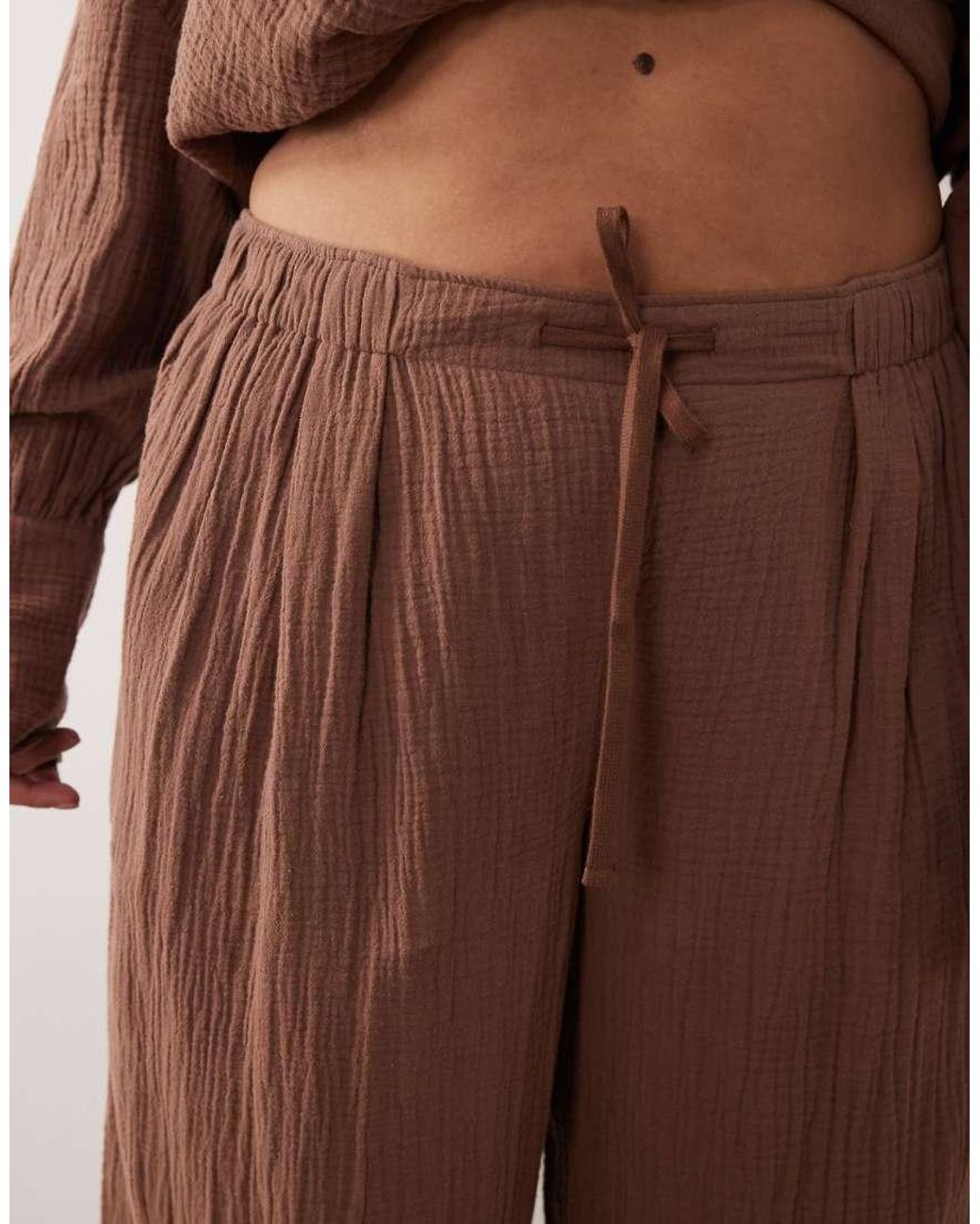 ASOS Brown Asos Design Curve Callie Cheesecloth Beach Balloon Pants