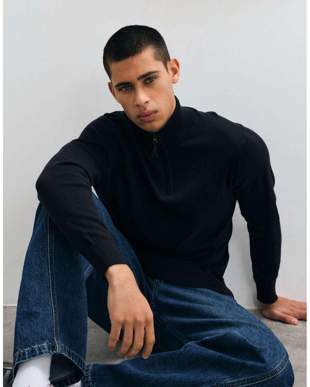 Timberland Blue Cotton 1/4 Zip Sweater for men