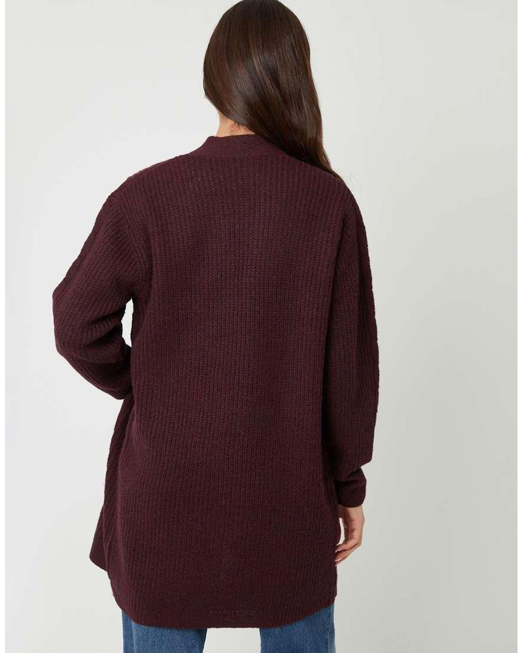 Threadbare Purple Cable Knit Cardigan