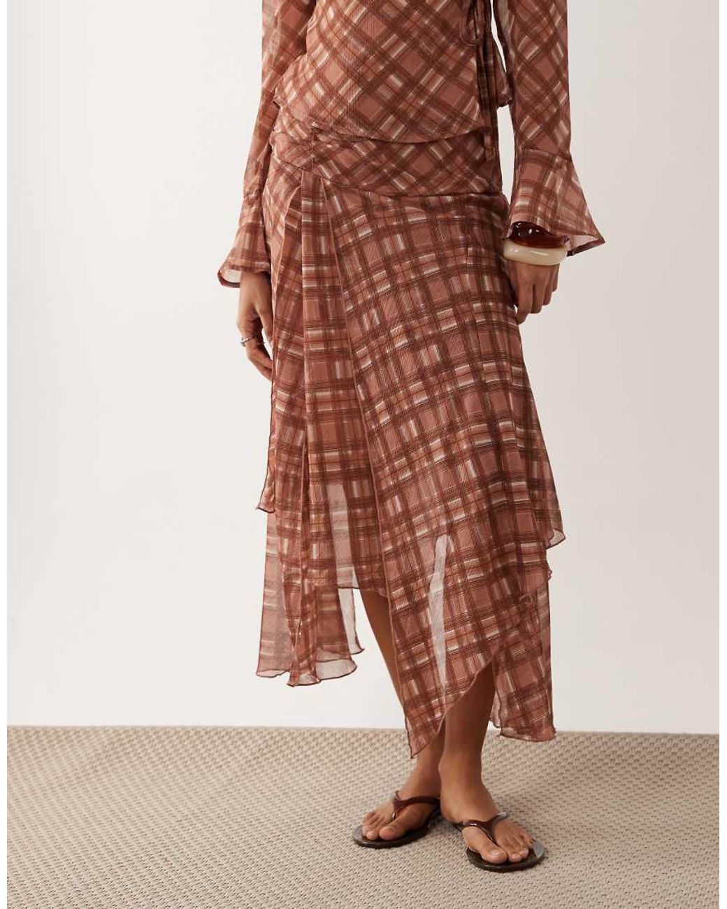Wednesday's Girl Brown Hanky Hem Midaxi Skirt