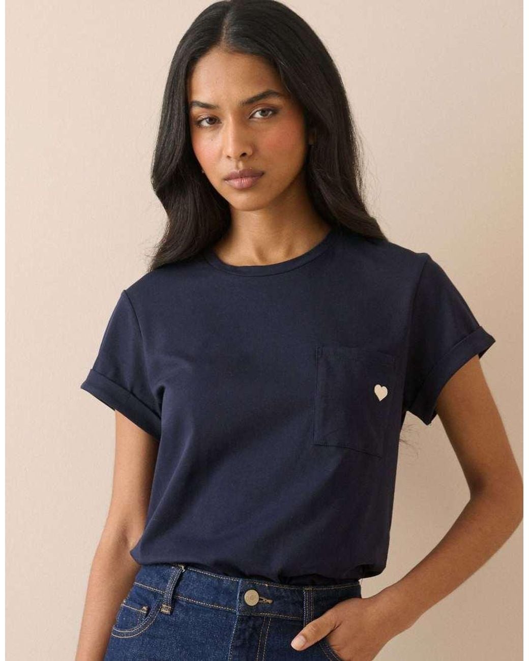 Nobody's Child Blue Heart Embroide T-Shirt