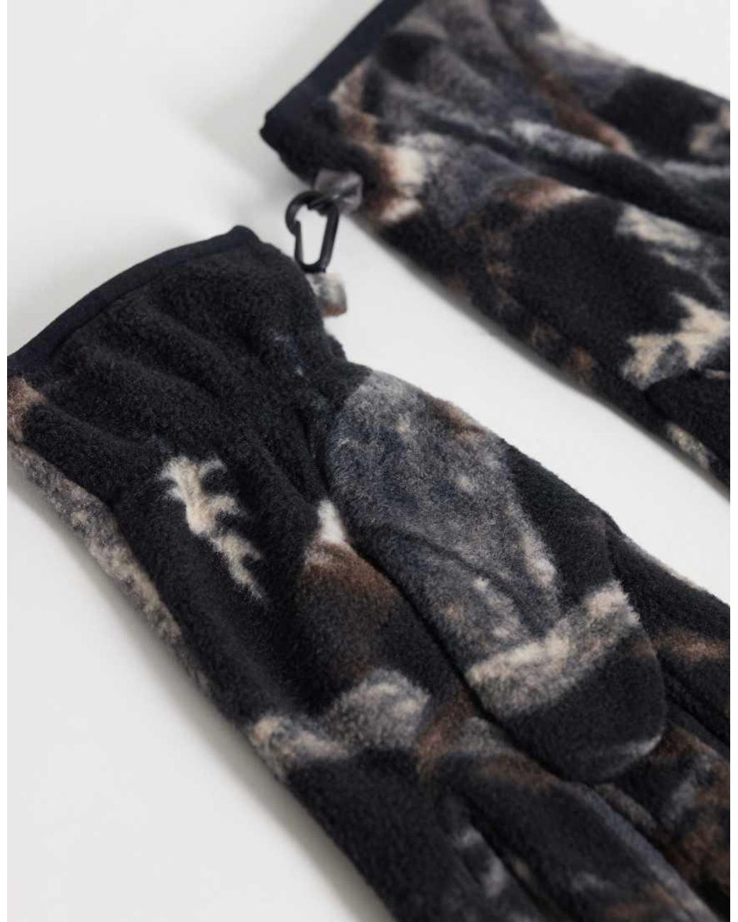 Carhartt Black Blevin Camo Print Fleece Gloves